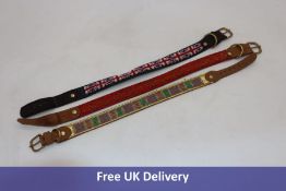 Three Dog Collars from The Handmade Dog Collar Company, Assorted Patterns and Sizes. Some signs of p