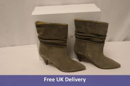 IRO Gathered Slouch Leather Boots In Army Olive Night, UK 7