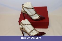 Valentio Garavani Rockstud Ankle Strap Patent Shoes, Cerise/Poudre, UK 6 Includes Original Box And D