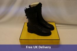 Fendi Signature Biker Boots, Calf Leather, Black, UK 6.5