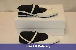 Celine Paris Women's Tejus Stamped Calf Skin Flat Slingbacks, White, UK 4