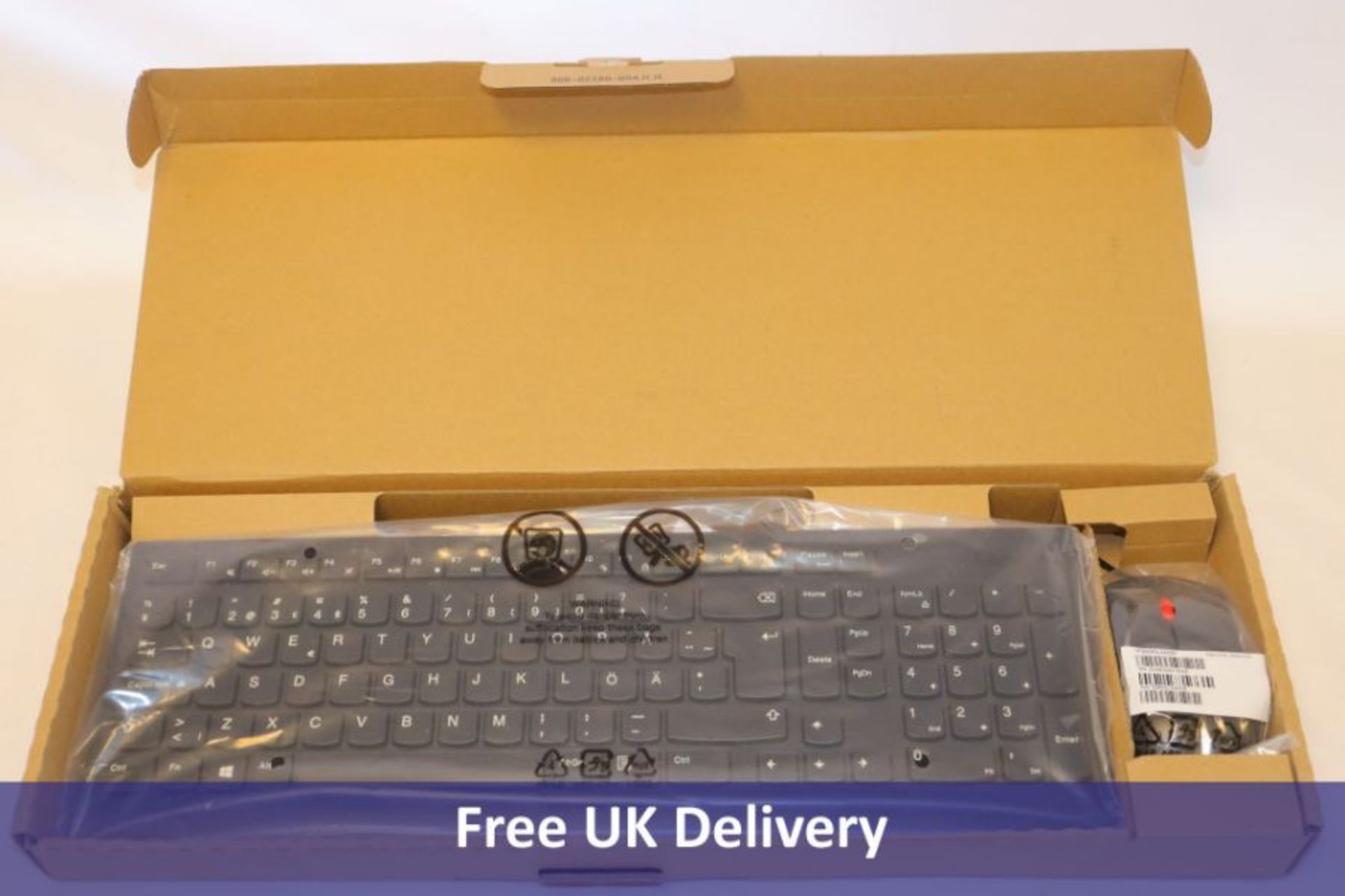 Twelve Lenovo Essential Wired Keyboard and Mouse Set, Black