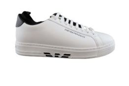 Emporio Armani Men's Trainers, White and Black, UK 11. X4X308