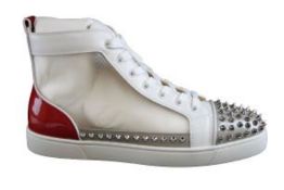 Christian Louboutin Men's Sosoxy Spikes Donna Mesh and Leather High-Top Trainers with Cotton Socks,