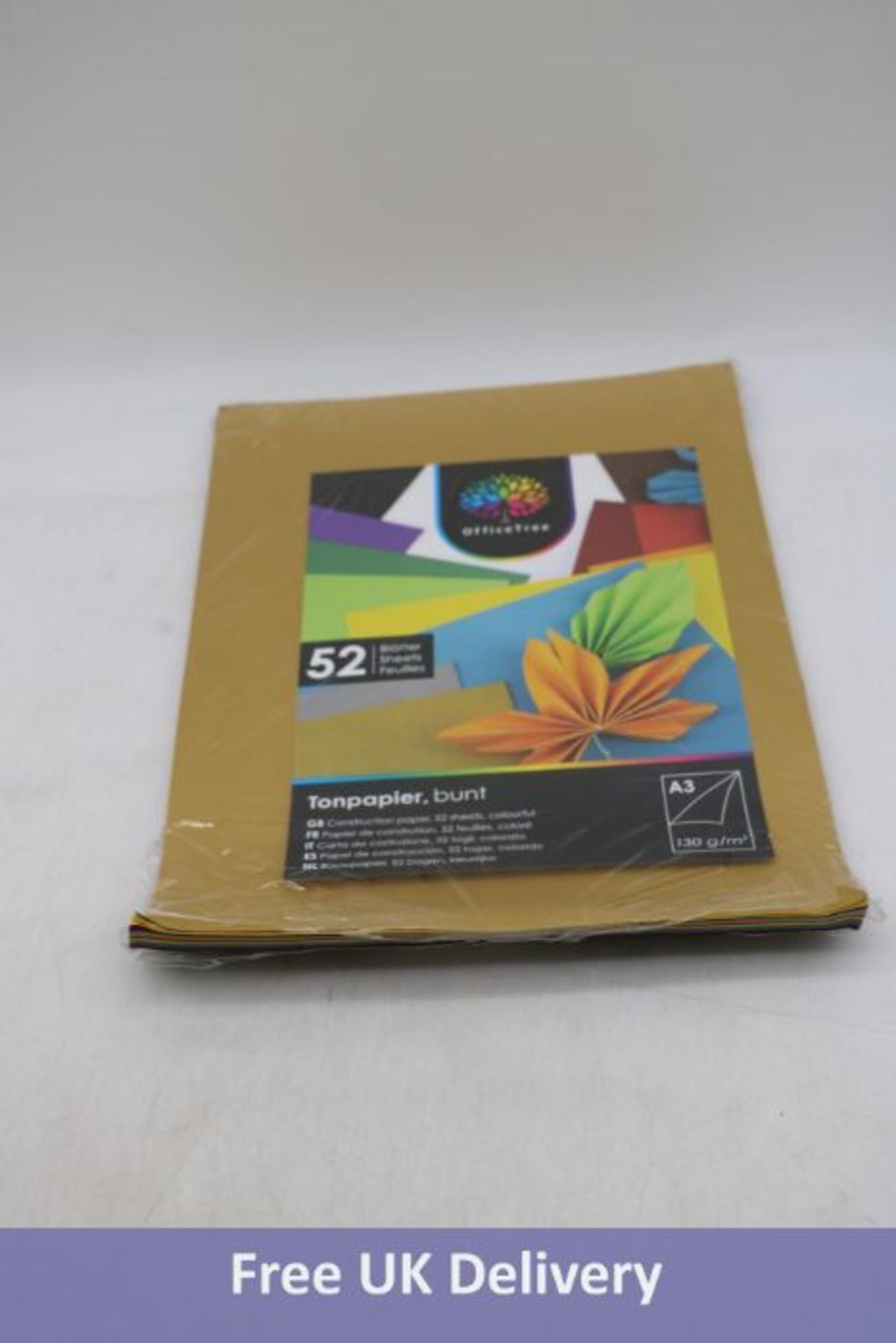 Twenty-four packs of Office Tree Coloured Paper, A3 130 g/m², 10 Colours, 52 Sheets Per Pack
