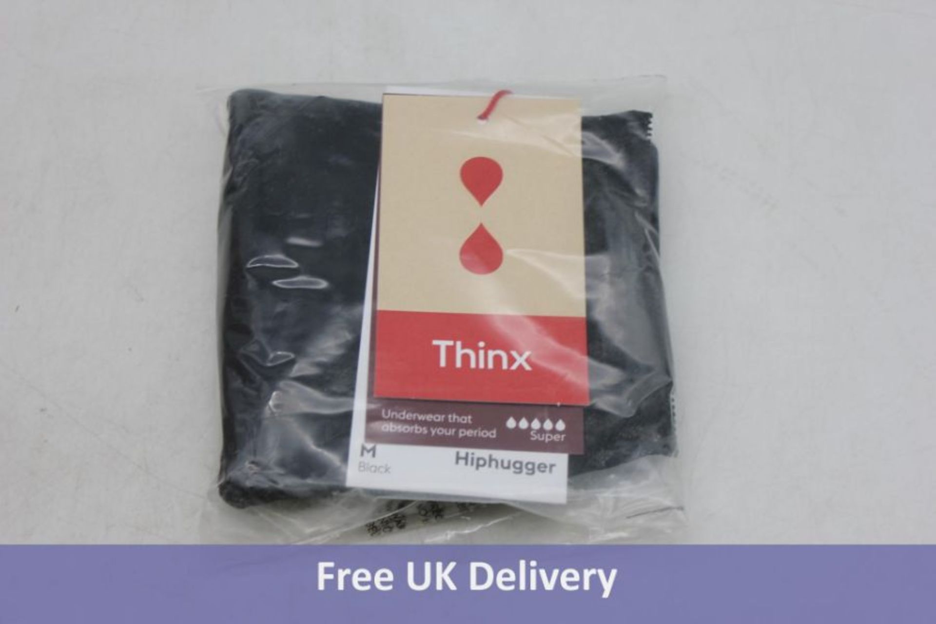 Seven Thinx underwear items to include 4x Women's Hiphuggers, Black, Medium and 3x Women's Sleep Sho