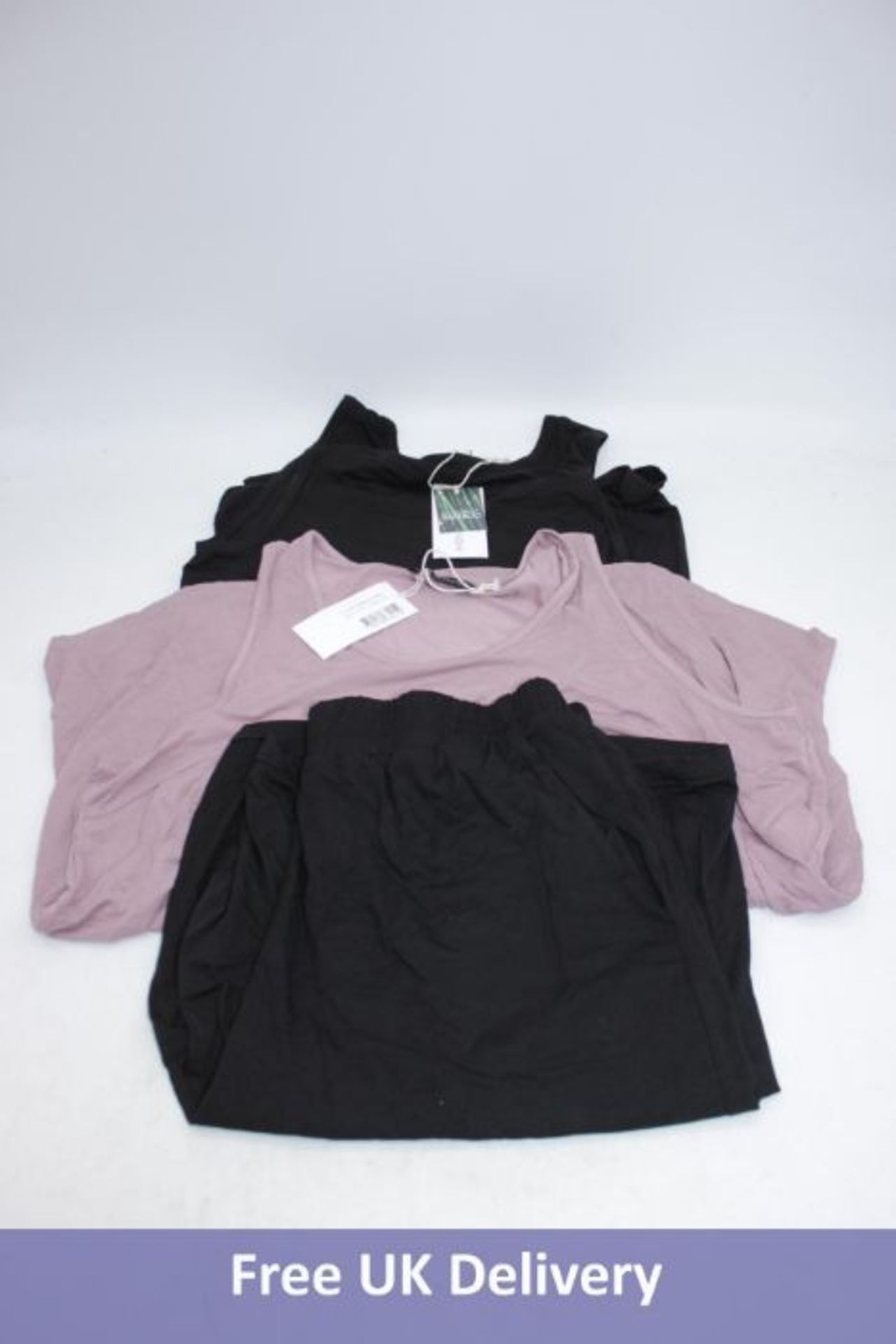 Three Items Of Movesgood Clothing to include 1x Tunic Dusty Pink, Size L-XL, 1x Sam Shorts Black, Si