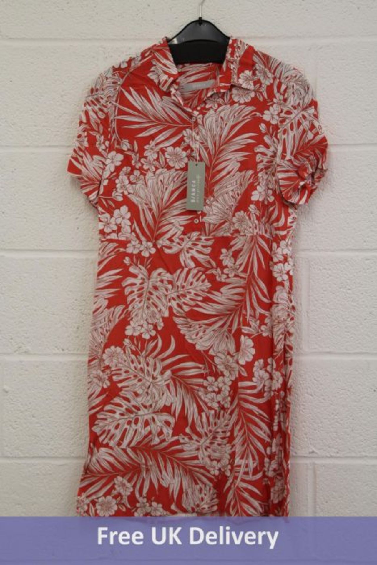 Two Jarrold And Sons Dorine Short Sleeved Floral Dresses, Red/White, UK 14