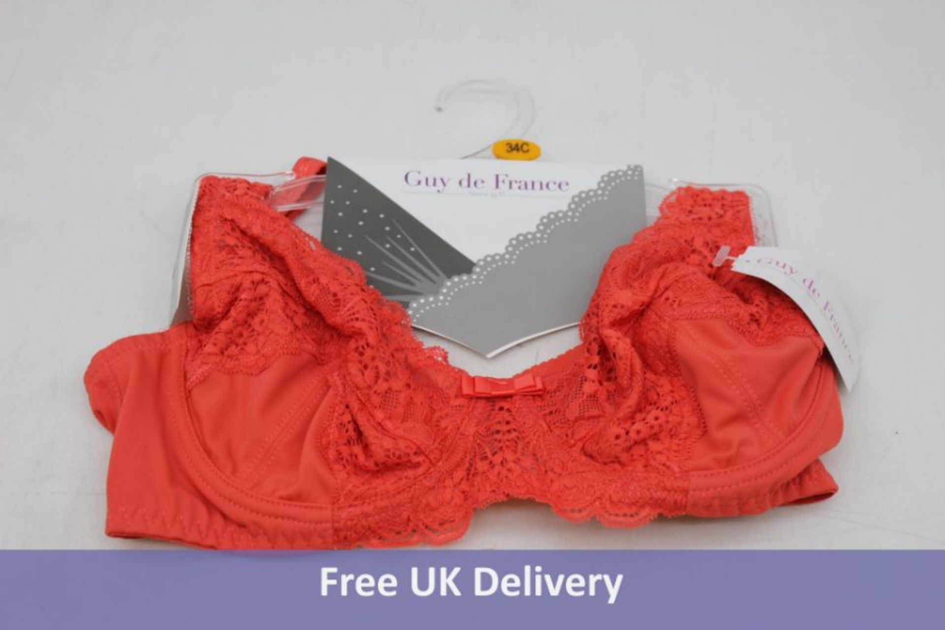 Four Guy de France Non-Padded Underwired Cup Bras, Orange, 2x 38DD and 2x 40DD