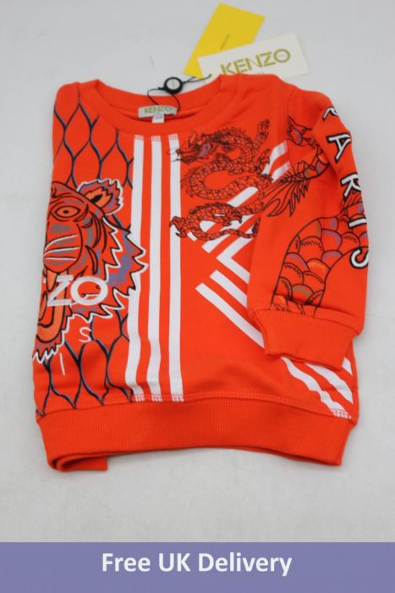 Three Kenzo Japanese Dragon Kid's Jumpers, Orange, 1x 3yrs, 1x 4yrs and 1x 10yrs