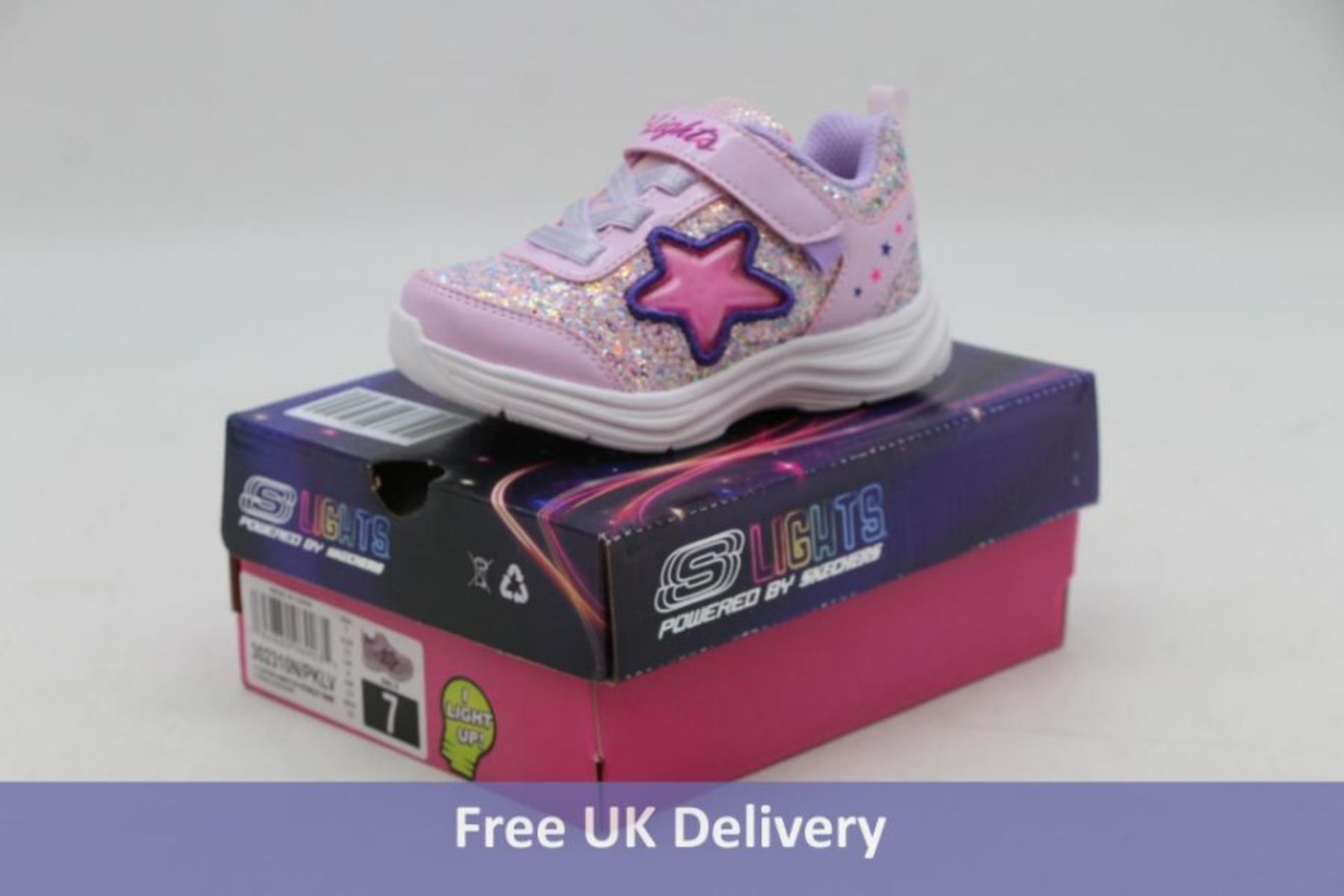 Three Skechers Kid's Trainers to include 1x Heart Lights Shimmer, Lavender/Aqua, UK 1 and 2x Heart L - Image 3 of 3