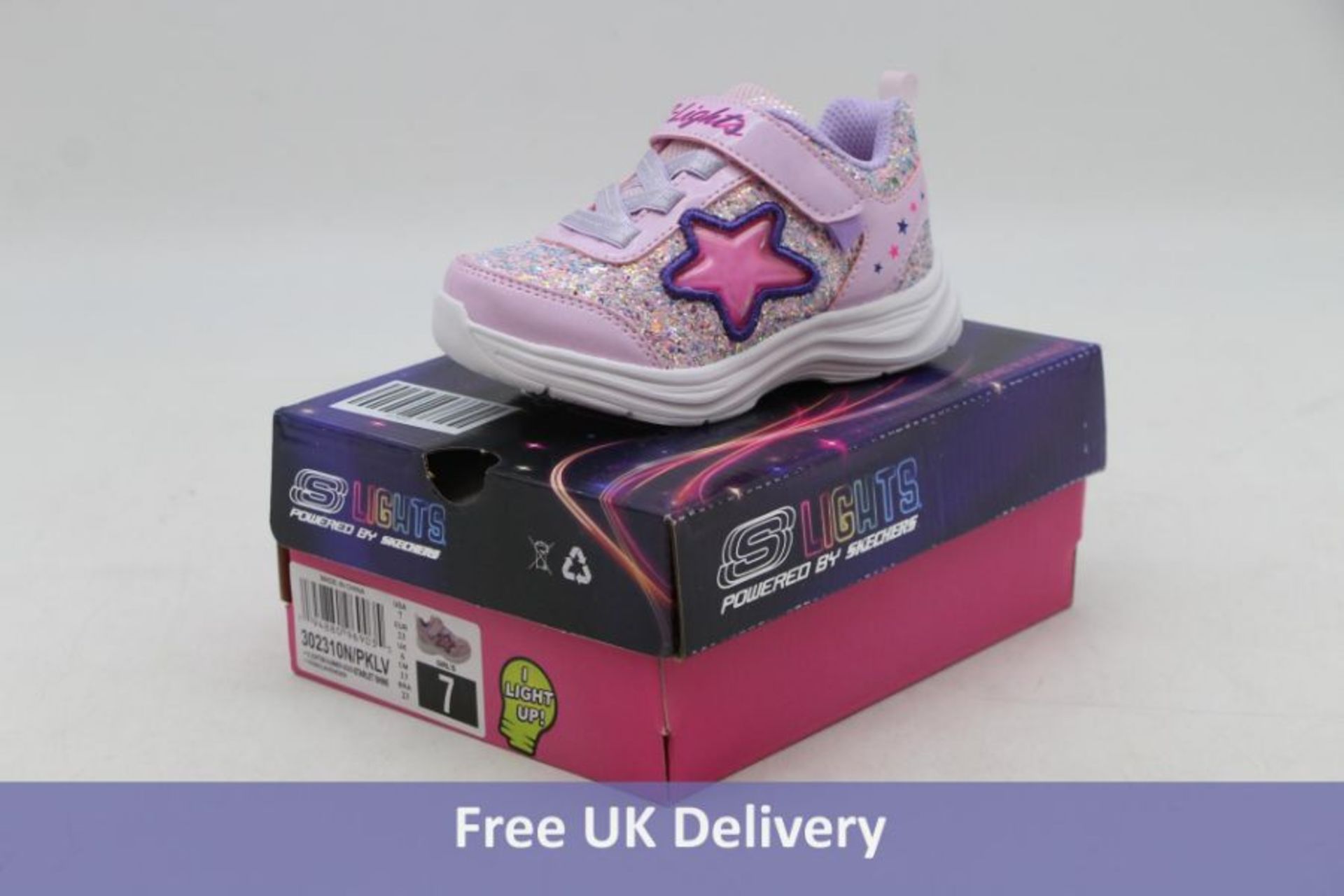 Three Skechers Kid's Trainers to include 1x Heart Lights Shimmer, Lavender/Aqua, UK 1 and 2x Heart L - Image 2 of 3