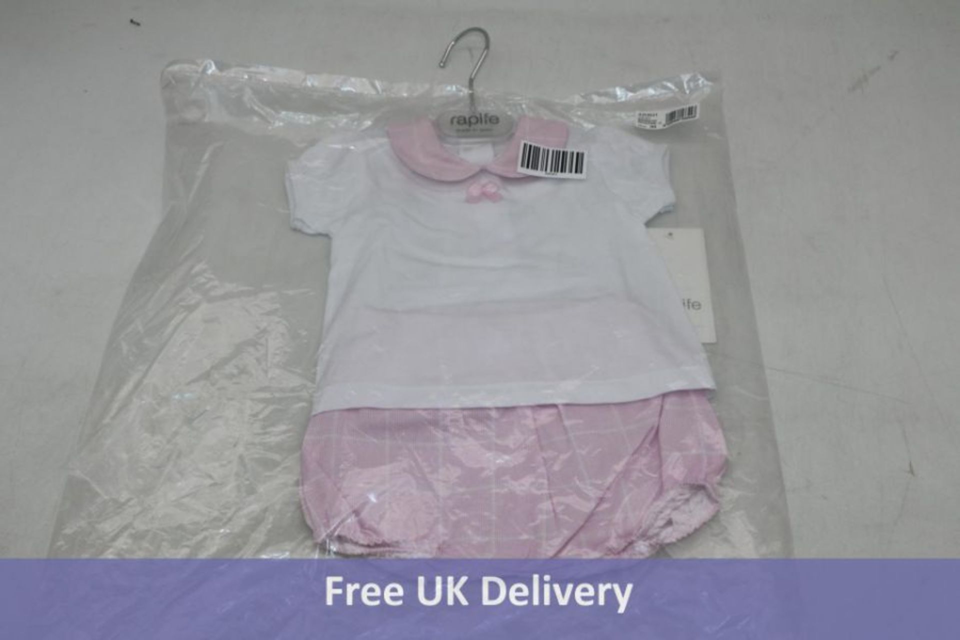 Twelve Rapife Baby's Pink Check Top and Bloomers, To Include 2x 1mths, 2x 3mths, 2x 6mths, 2x 9mths,