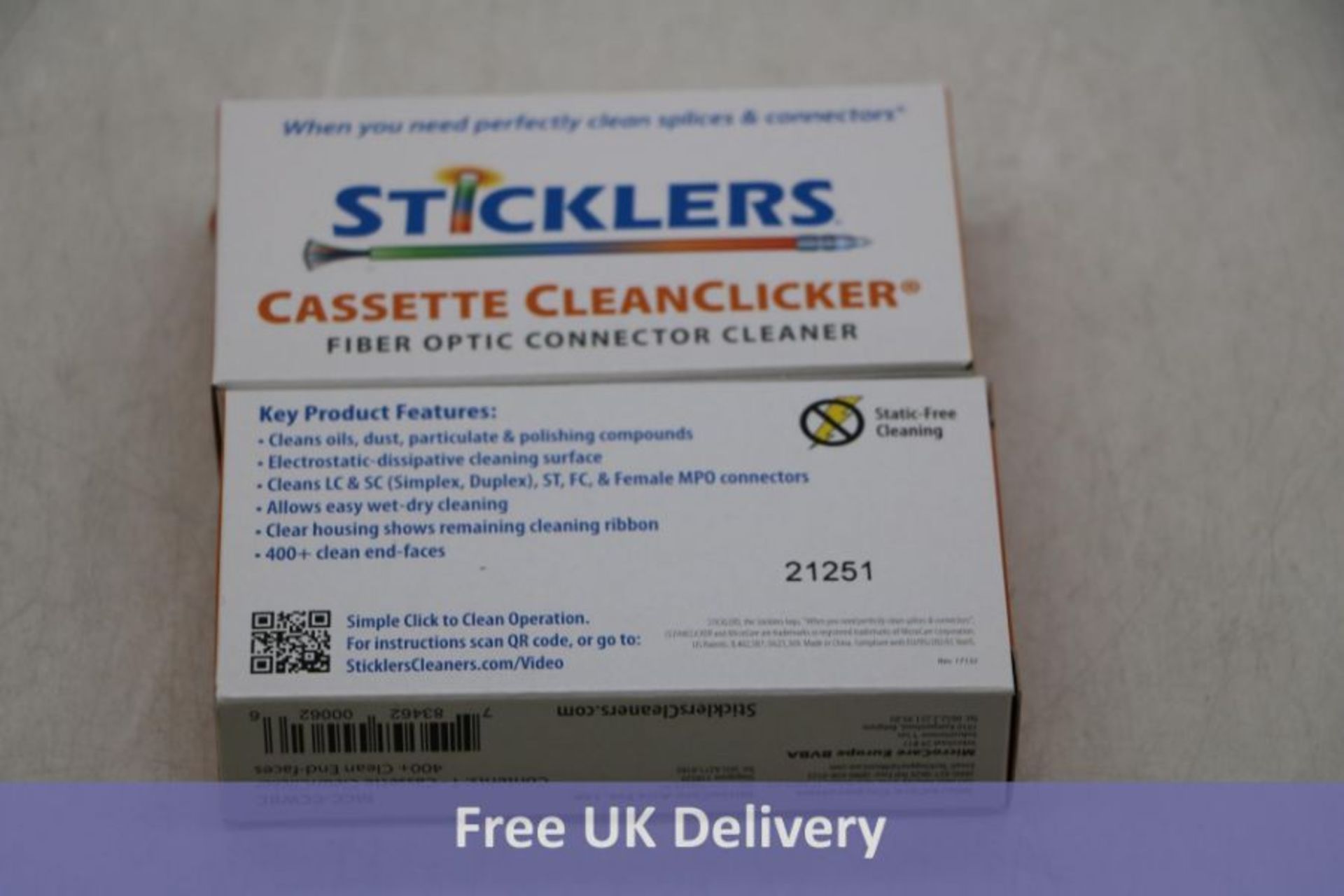Two Sticklers Cassette Clean Clicker Fiber, Connector Cleaner