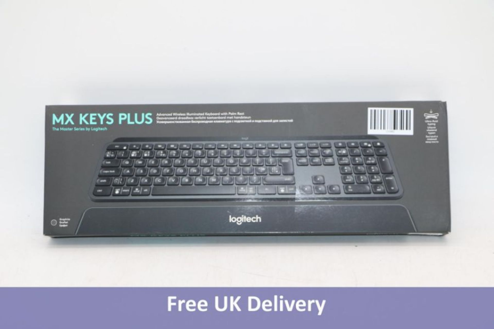 Logitech MX Keys Plus Advanced Wireless Illuminated Keyboard with Palm Rest, QWERTZ German Layout/Gr