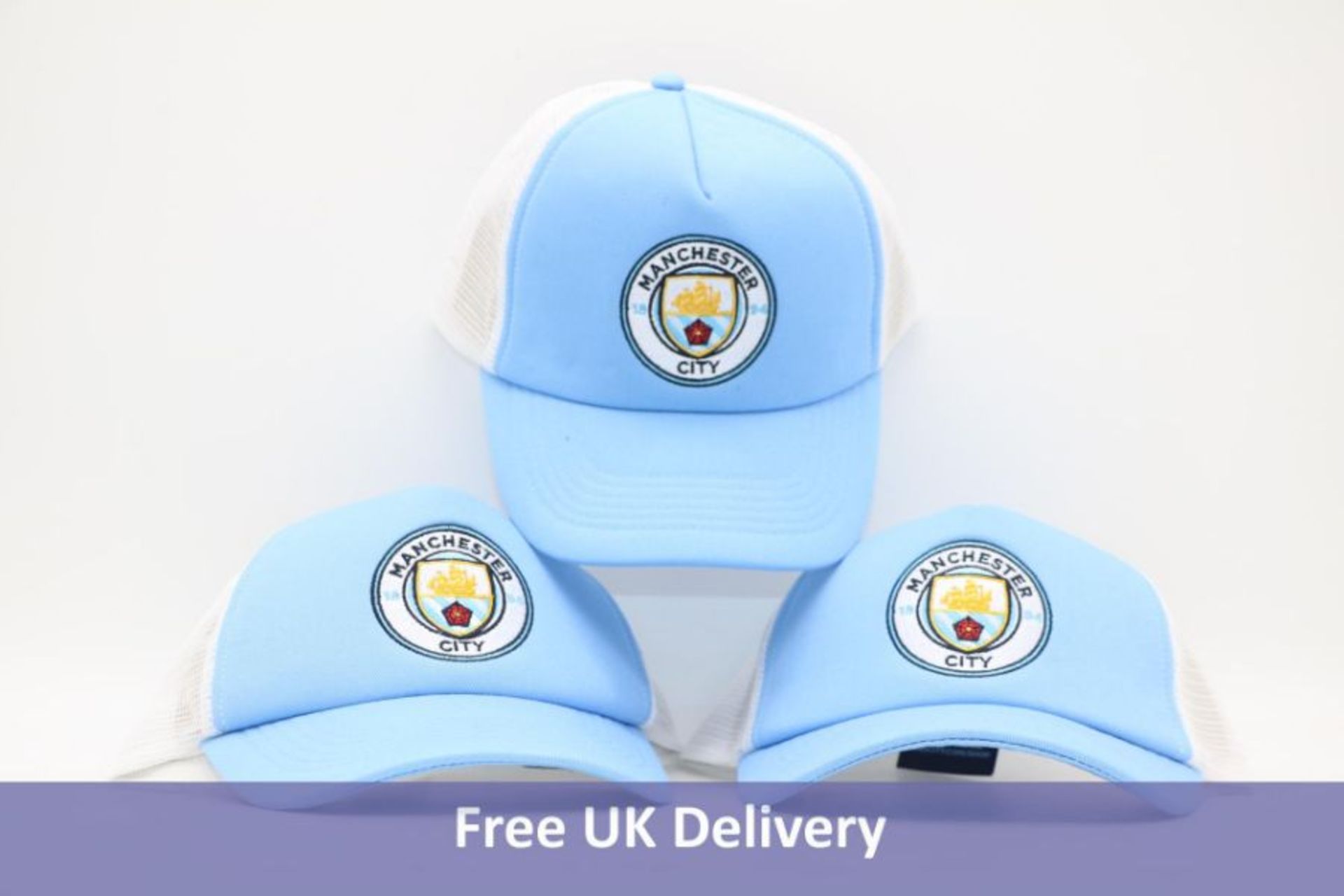 Ten Manchester City Caps, Blue/White - Image 2 of 2