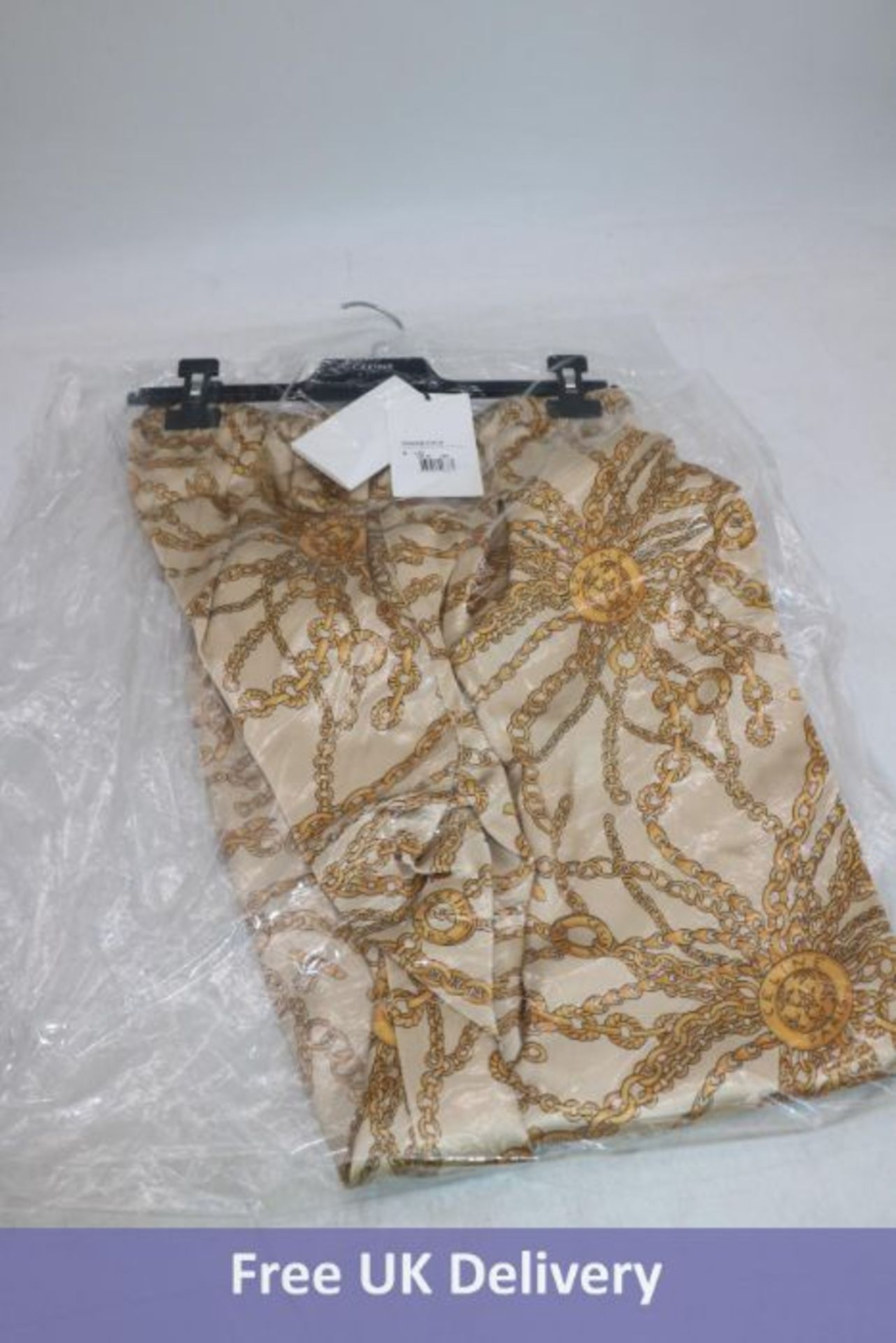 Celine Paris Women's Satin Jogging Bottoms, Beige/Gold, Size 38, With Tags