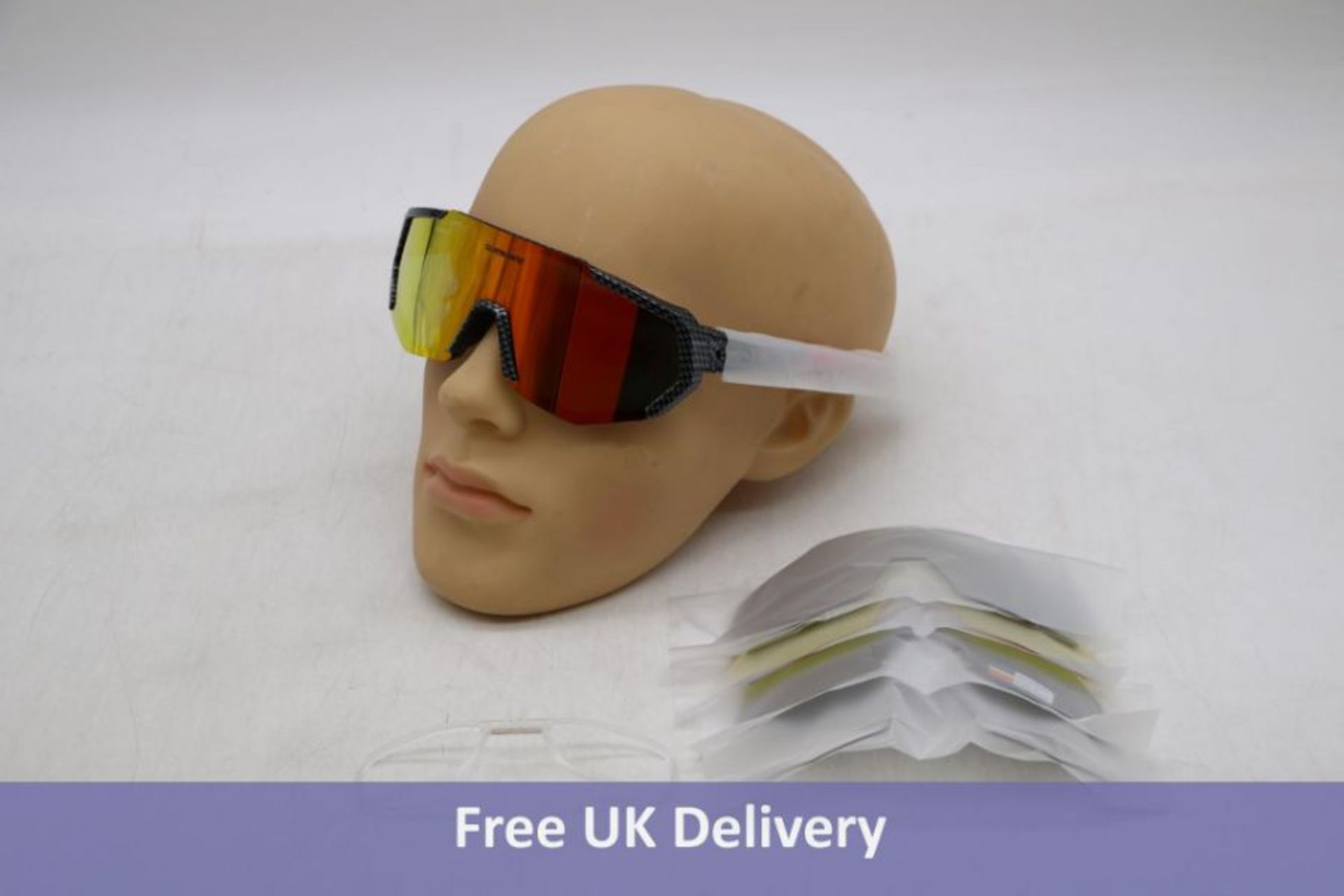 Four Pairs of Queshark Interchangeable QE42 White Shark Polarized Sports Sunglasses