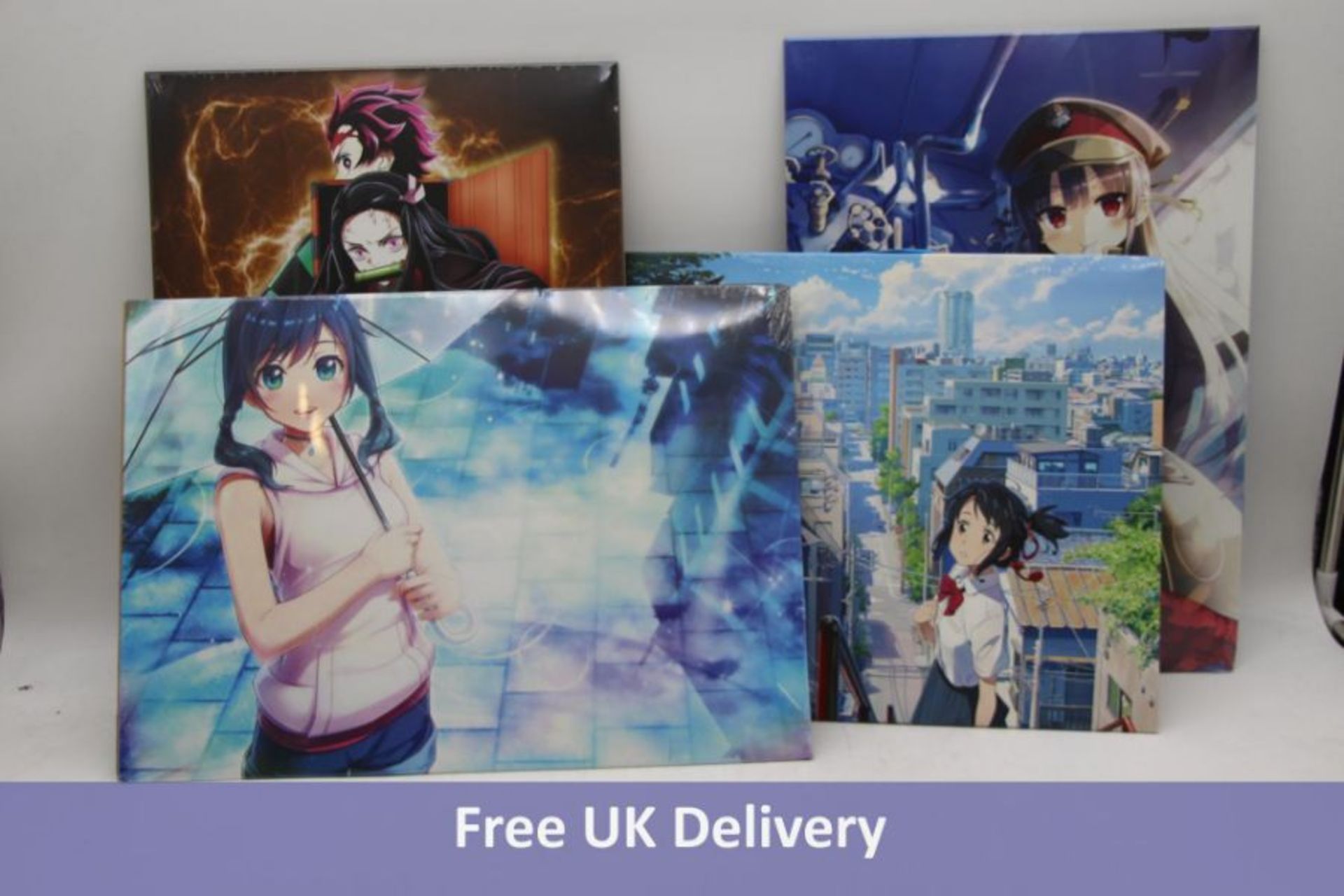 Four Displate Anime Aluminium Pictures, 17.7" x 12.6"