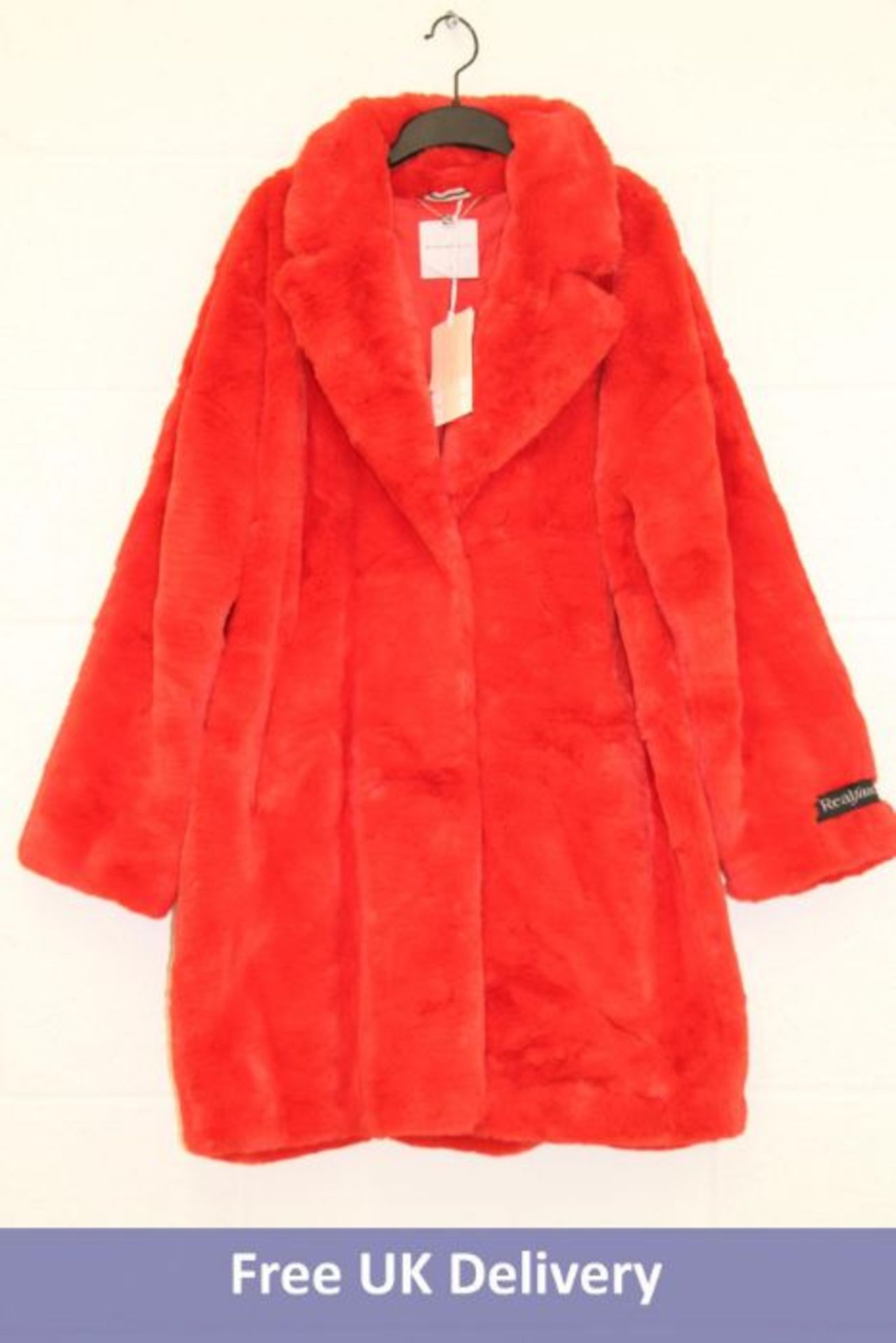 Rino & Pelle Women's Joela Faux Fur Coat, Cherry Tomato, Size 42
