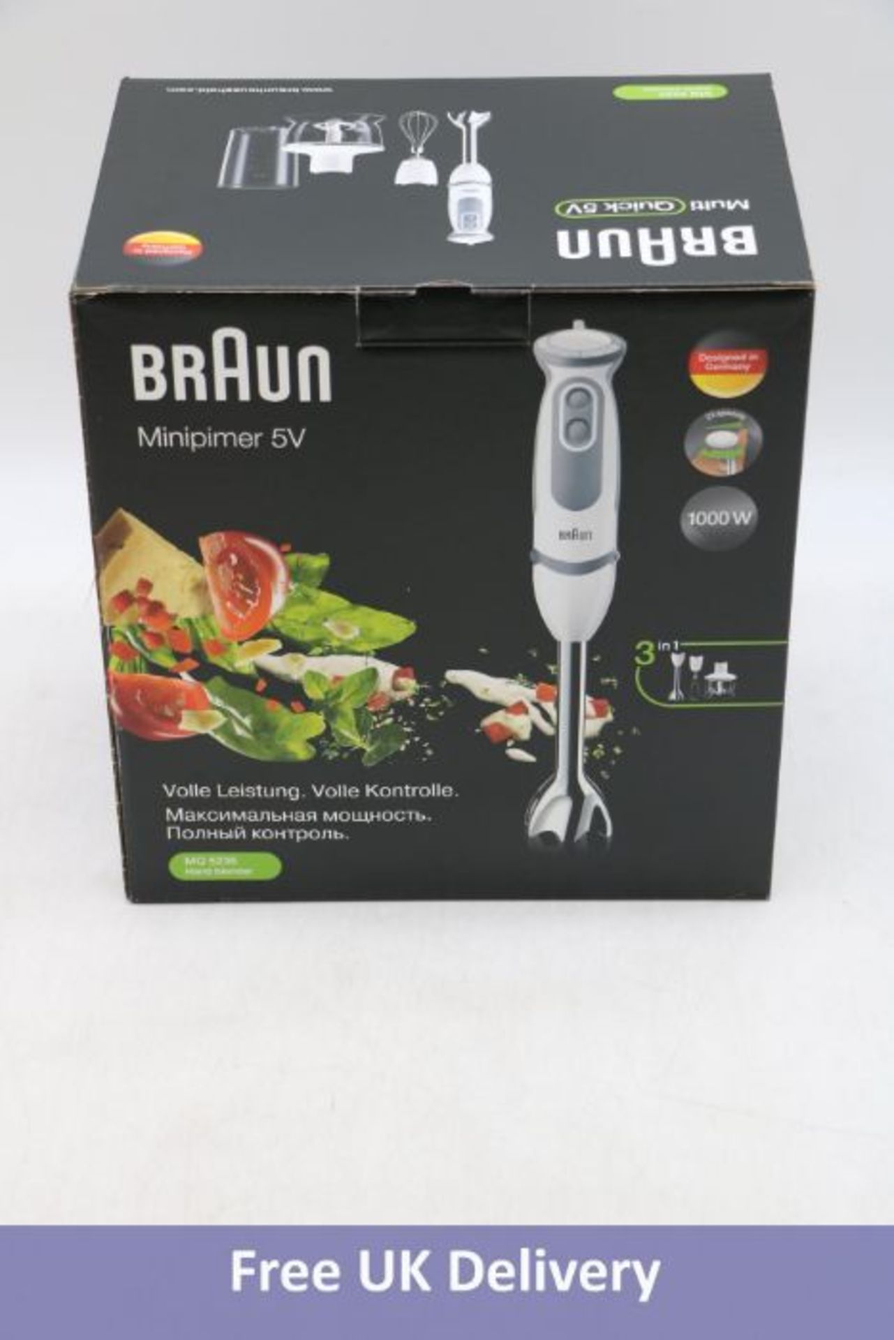 Braun MQ5235 3-in-1 Hand Blender, 5 Volt, White, UK version