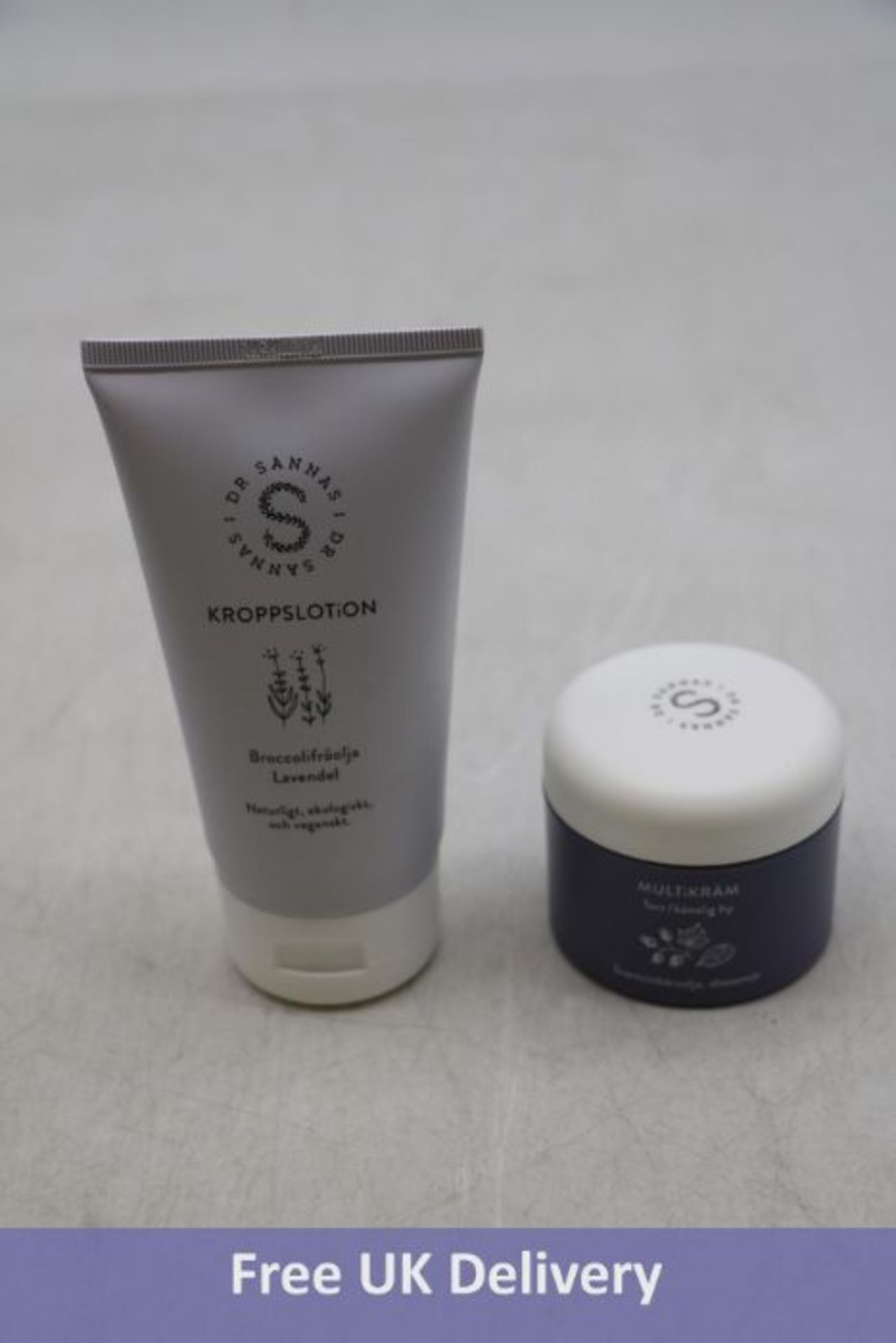 Five Dr Sanna items to include 1x Foot Balm, 1x Hand Cream, 1x Body Lotion, 1x Multi Cream and 1x Ey