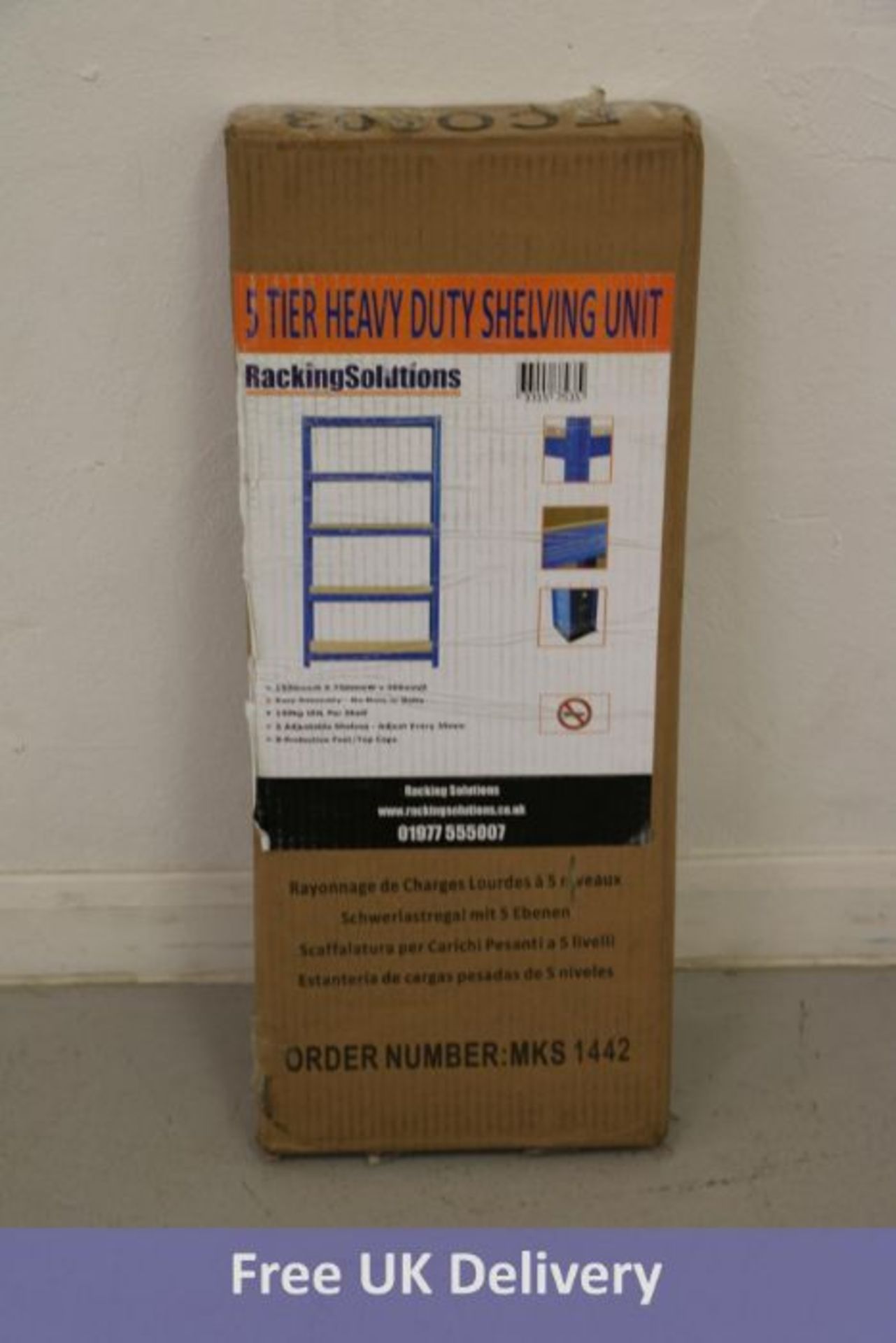 Racking Solutions 5 Tier Heavy Duty Shelving Unit, Height 150cm Width 75cm Depth 30cm