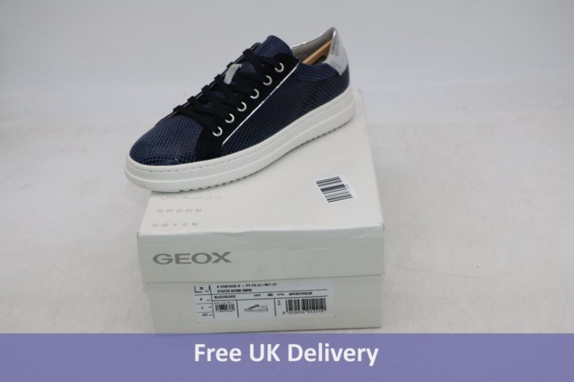 Geox Women's D Pontoise D Sneakers, Blue/Silver, UK 5