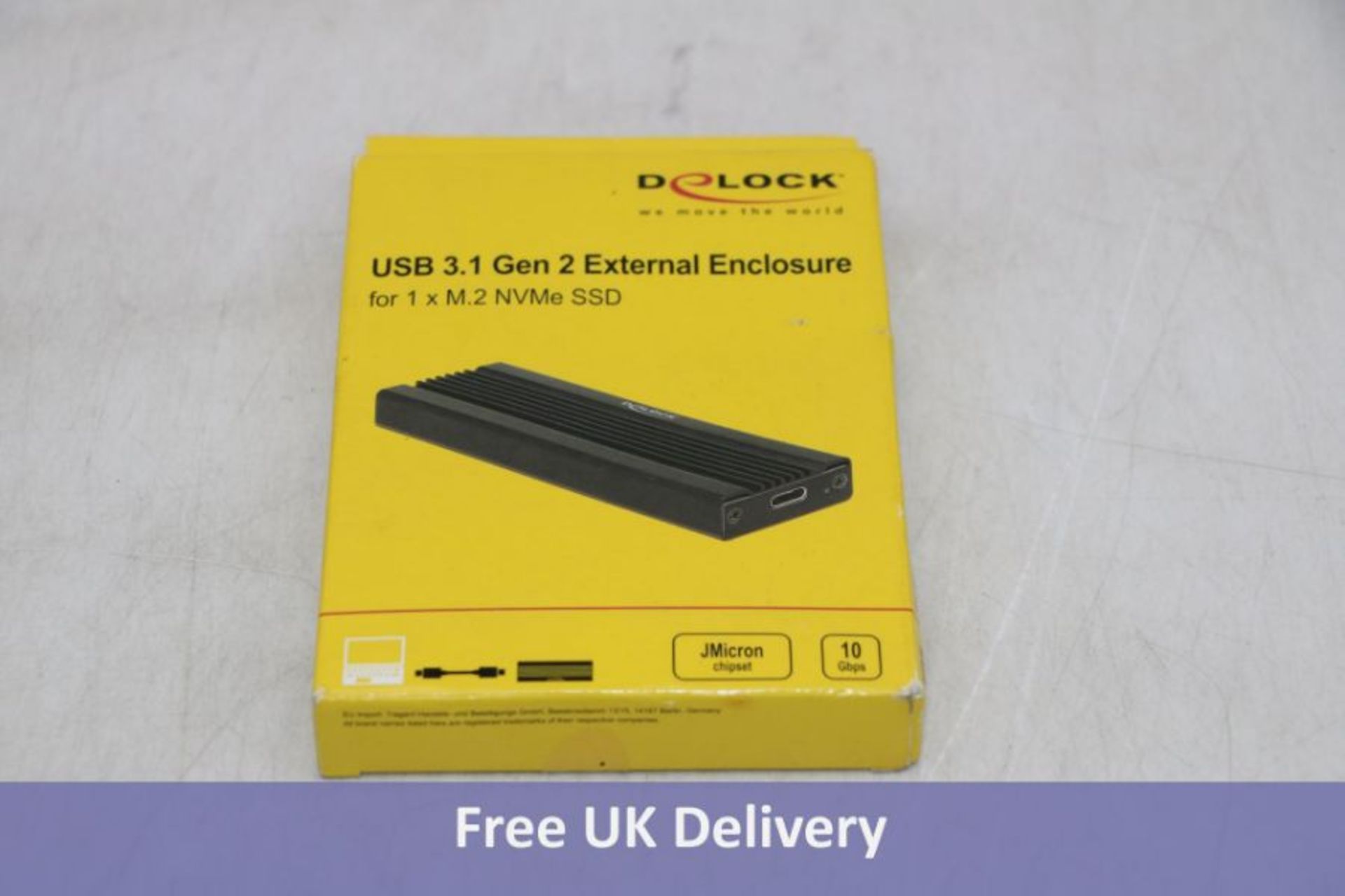 Delock USB 3.1 Gen 2 External Enclosure For 1 x M.2 NVMe SSD, JMicron Chipset, 10 Gbps