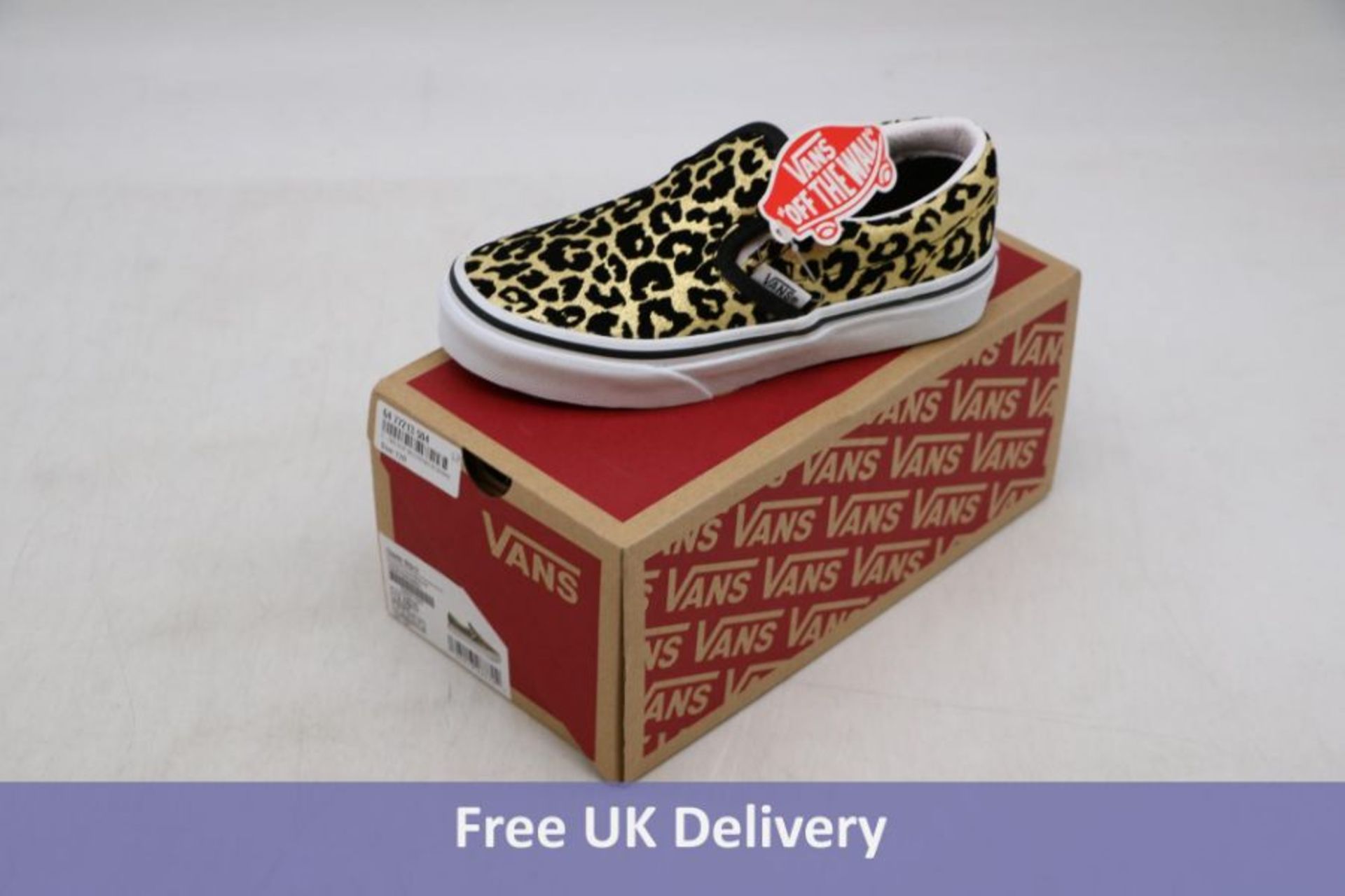 Two Vans Kid's Classic Slip-On Shoes, Leopard, UK 11.5
