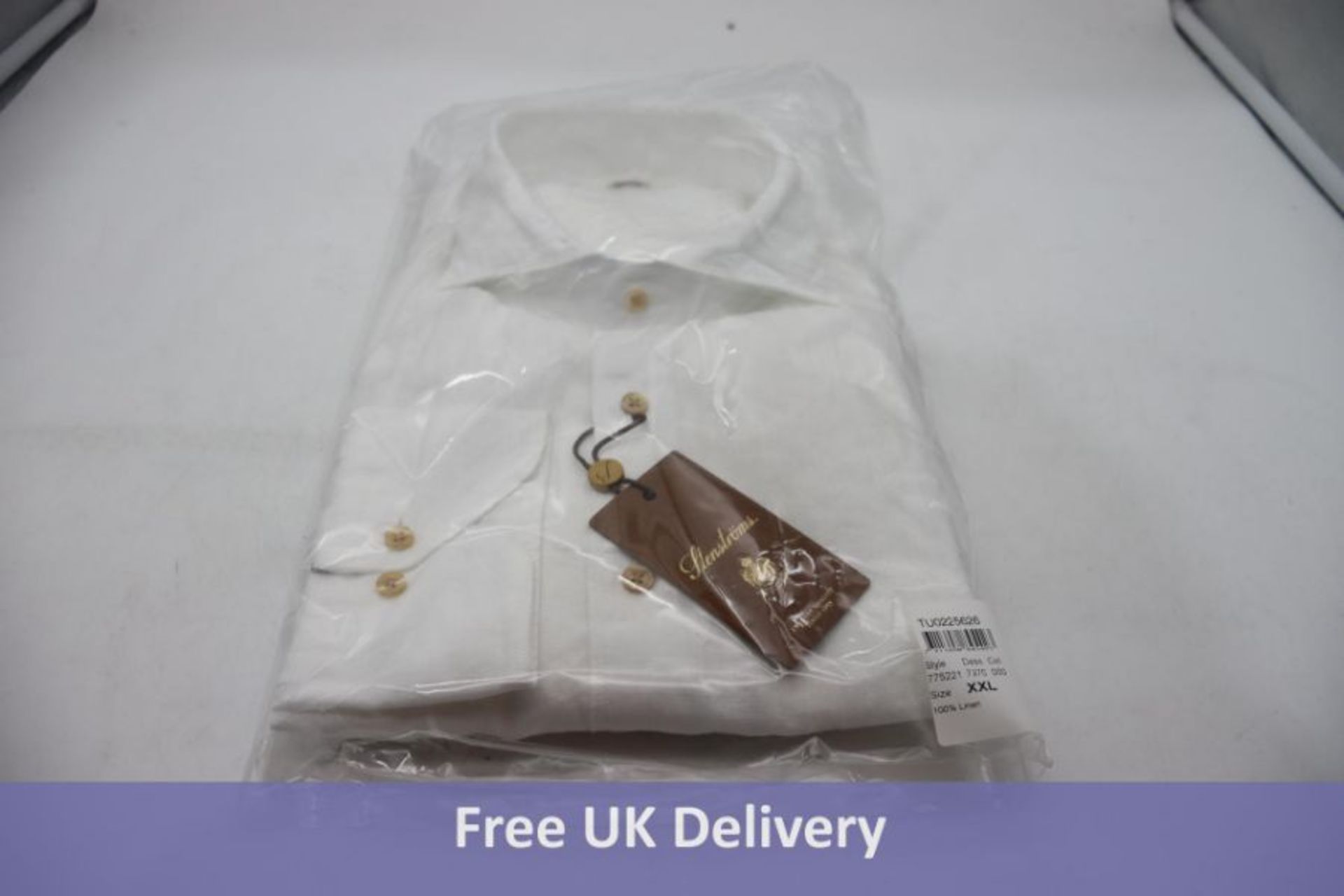 Stenstroms Fitted Body 100% Linen Shirt, White, Size XL