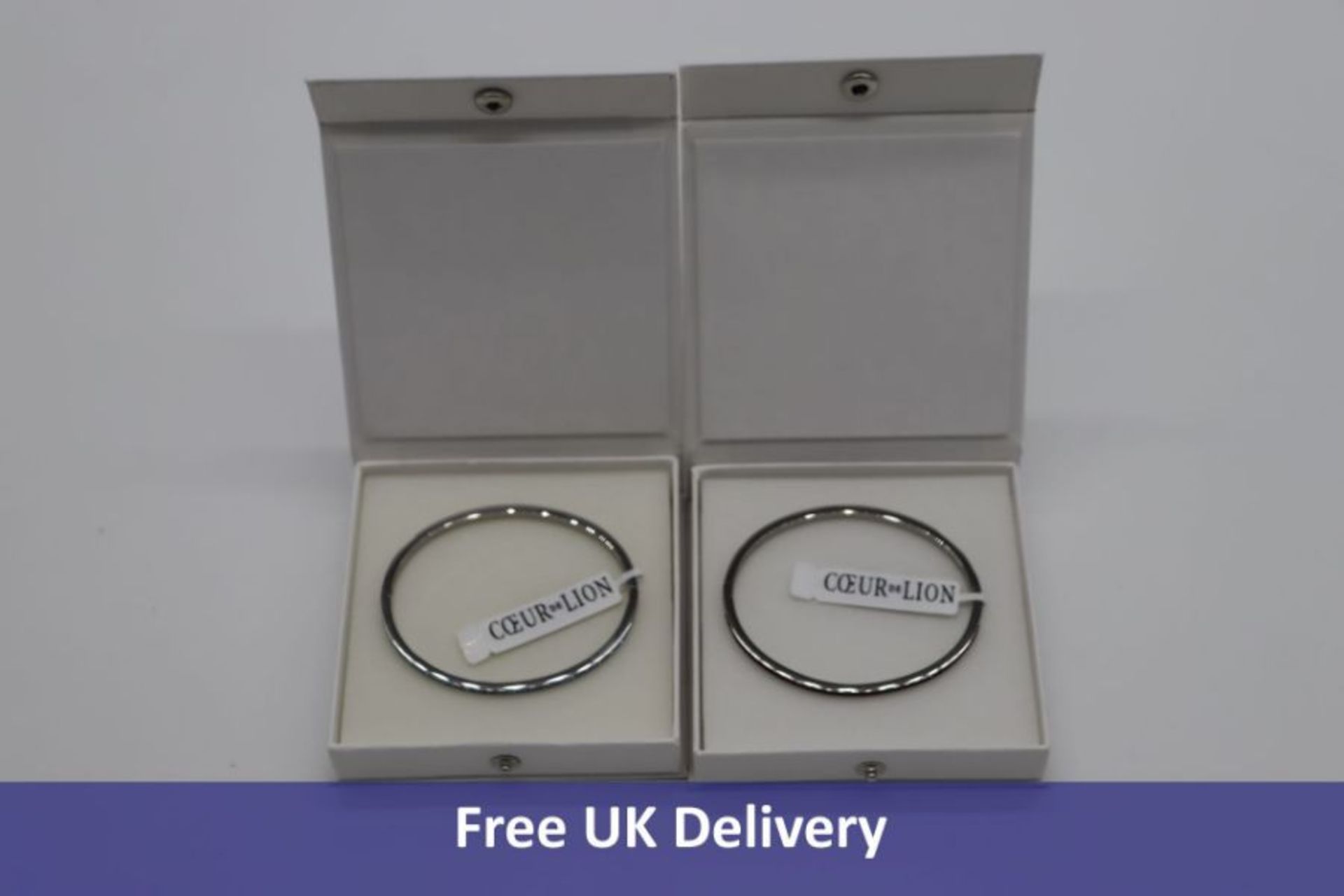 Two Coeur de Lion Stainless Steel and Crystal Bangles, Pale Blue, 0129/33-0741, Pink, 0129/33-0843