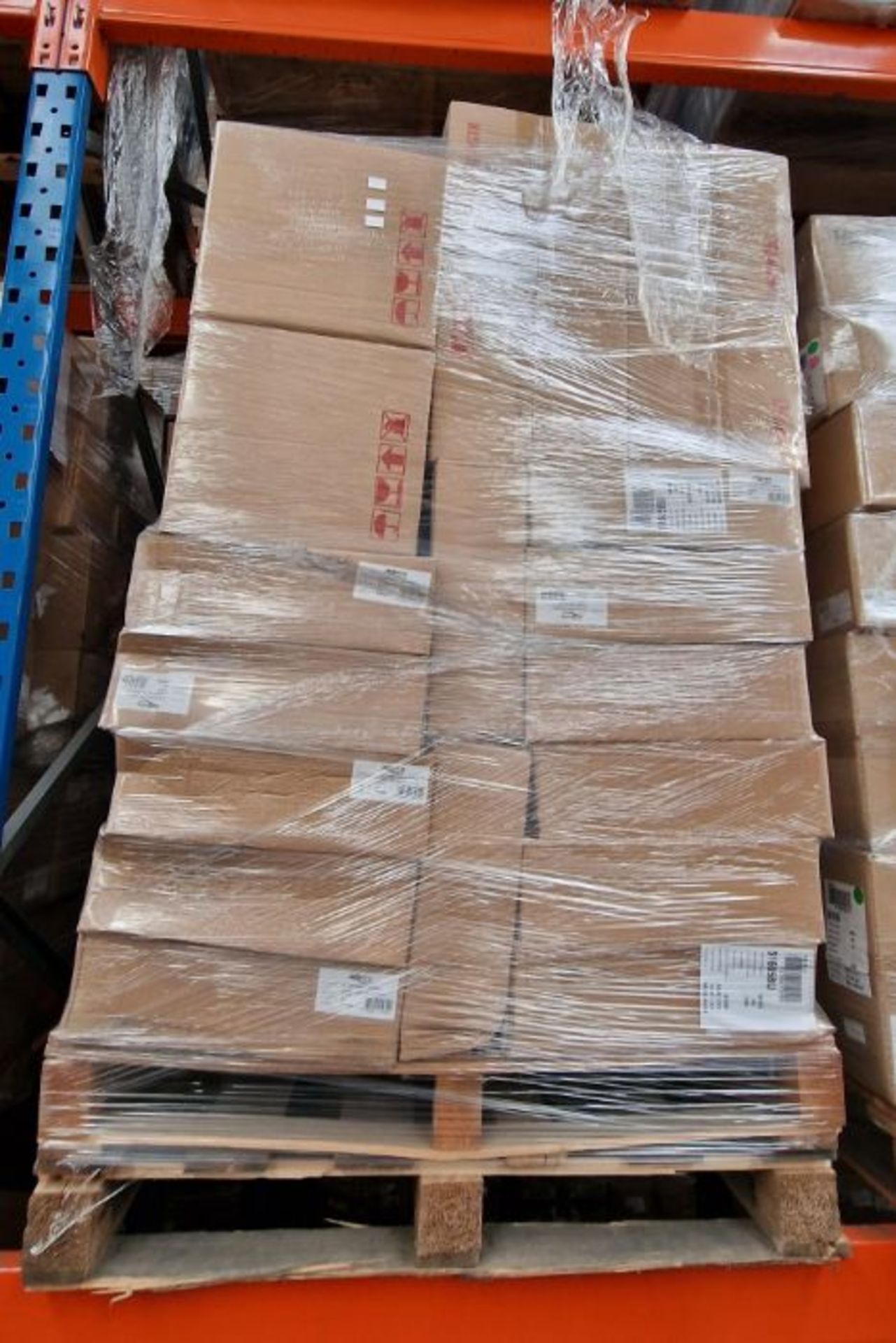 A pallet containing miscellaneous fittings to include A5 portrait folders and single interlocking ti