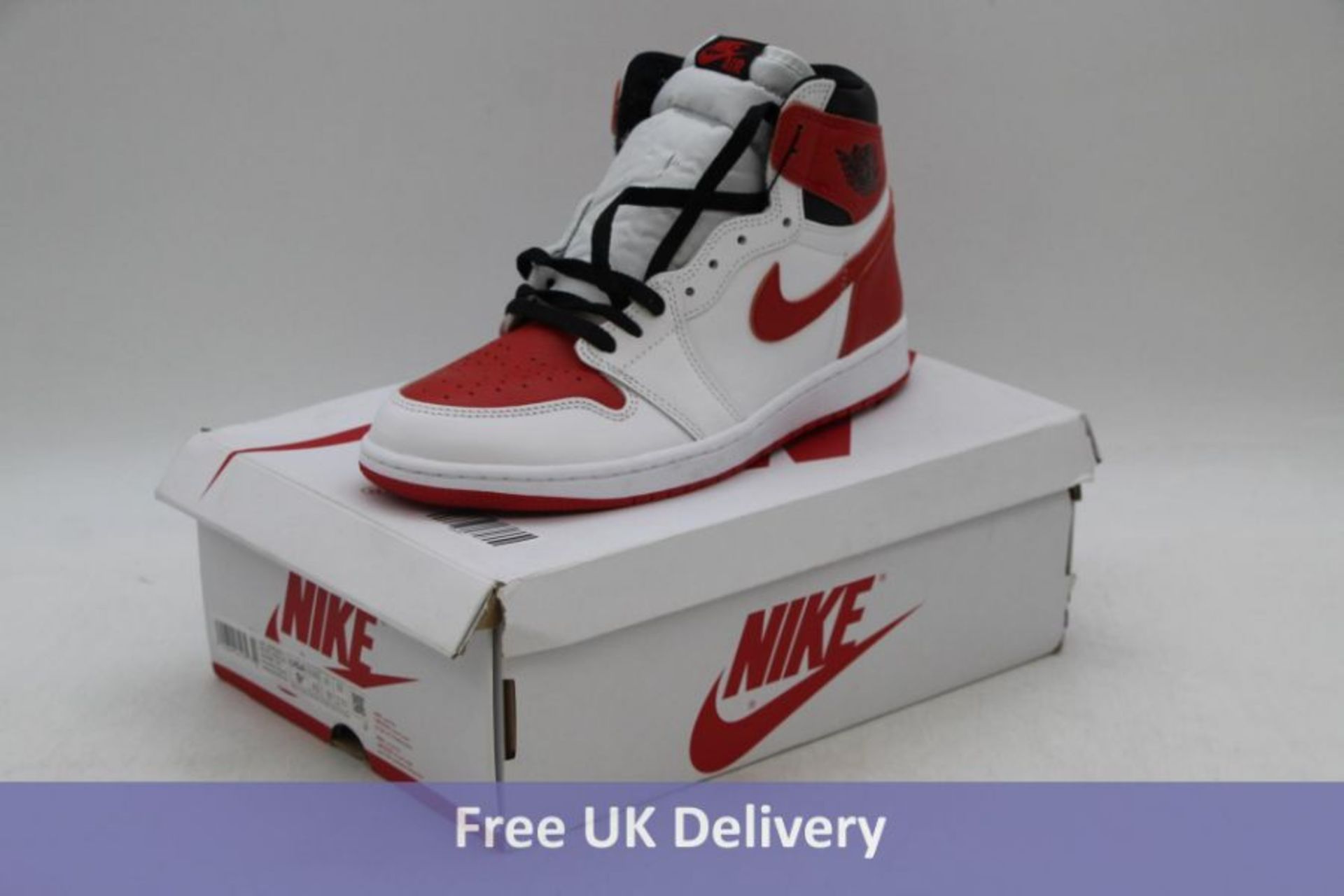 Nike Air Jordan 1 Retro High OG, White/University Red/Black, UK 8.5. Box damaged