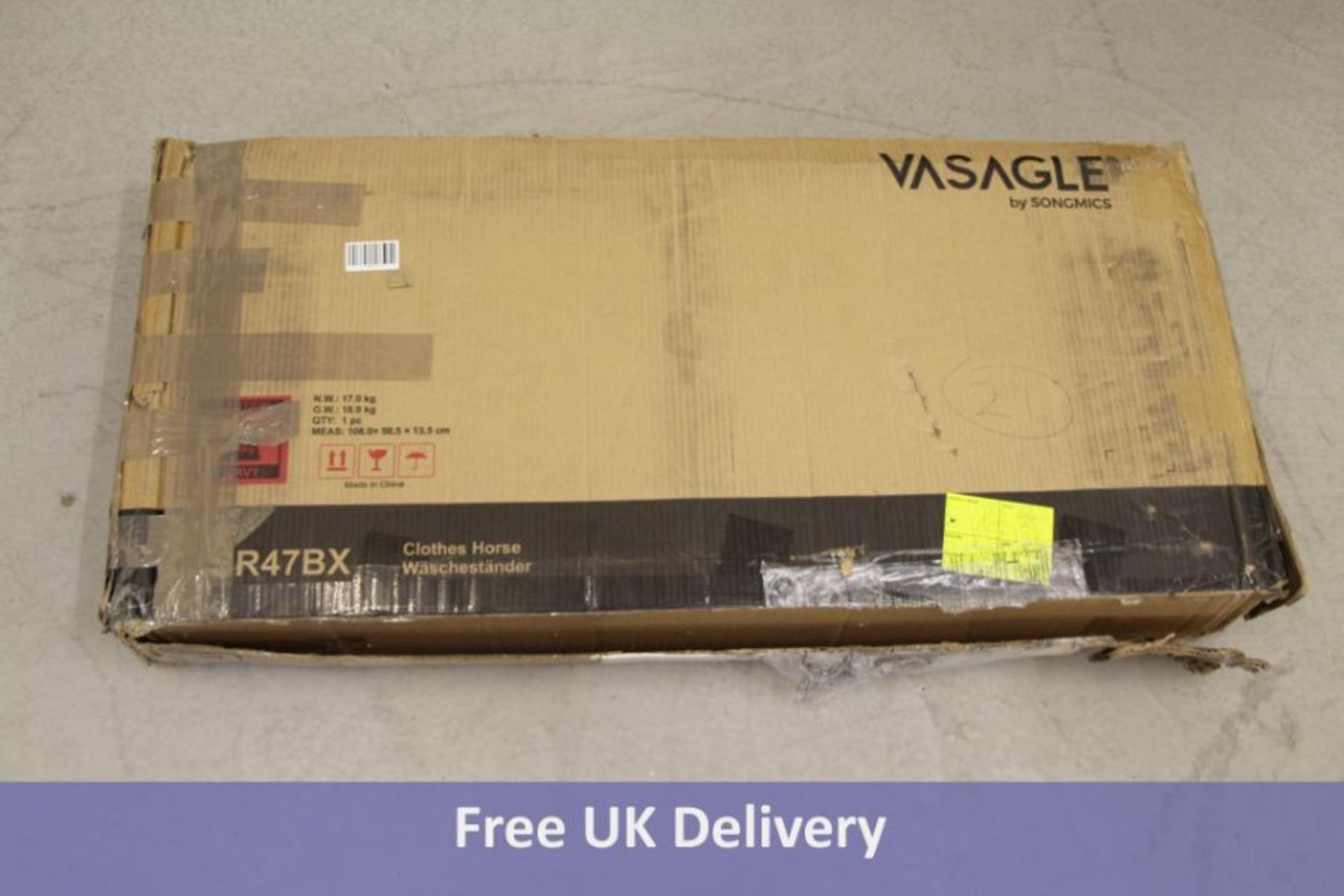 VASAGLE Coat Rack with Shoe Storage Bench, Steel Frame. Box damaged, not checked