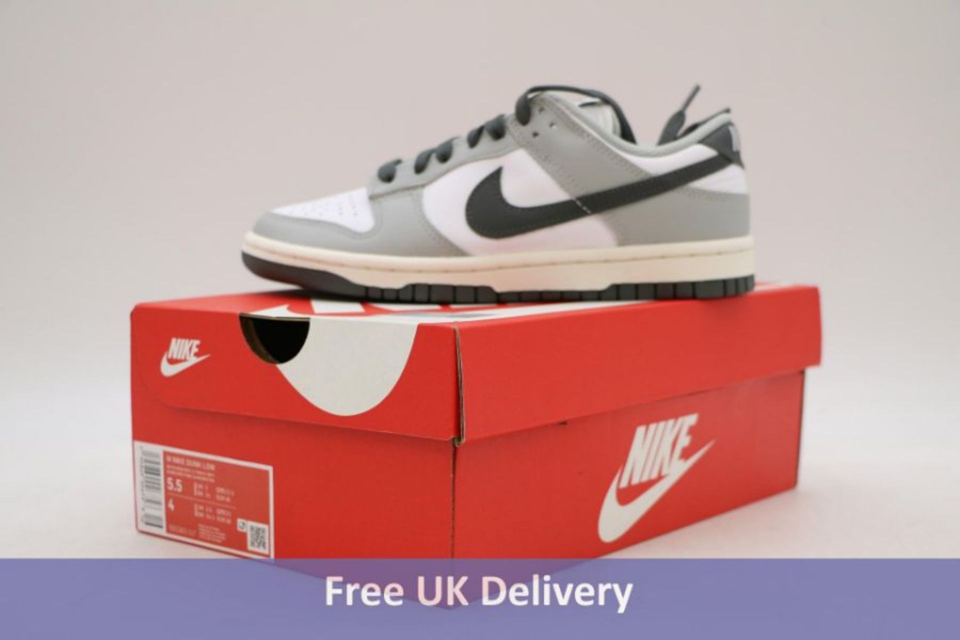 Nike Dunk Low Trainers, White/Iron Grey, UK 3