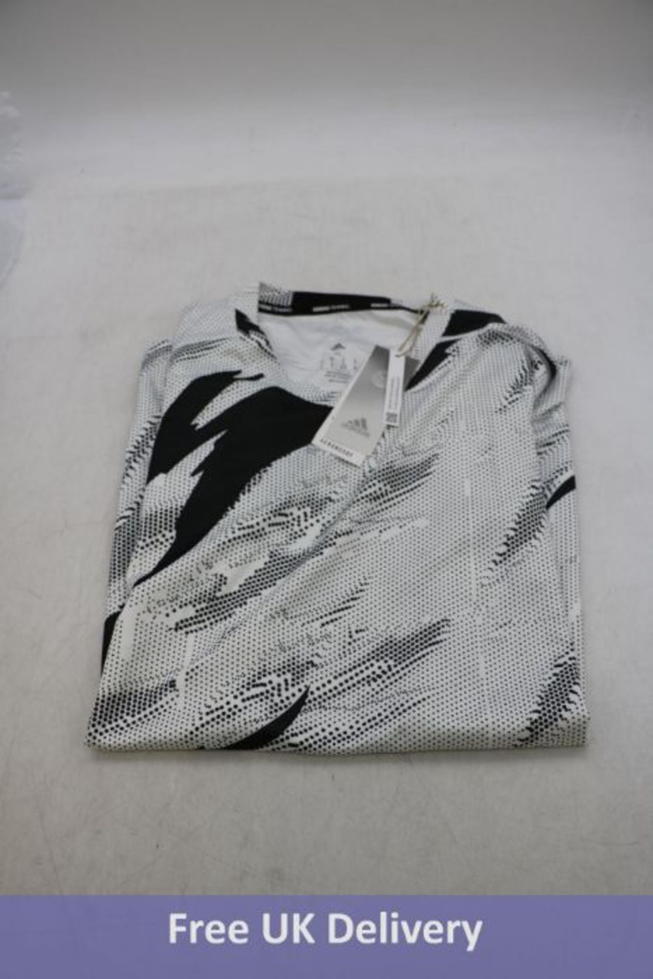 Eight Adidas D4T AOP Men's Sports T-Shirt, White/Black, UK L - Image 3 of 4