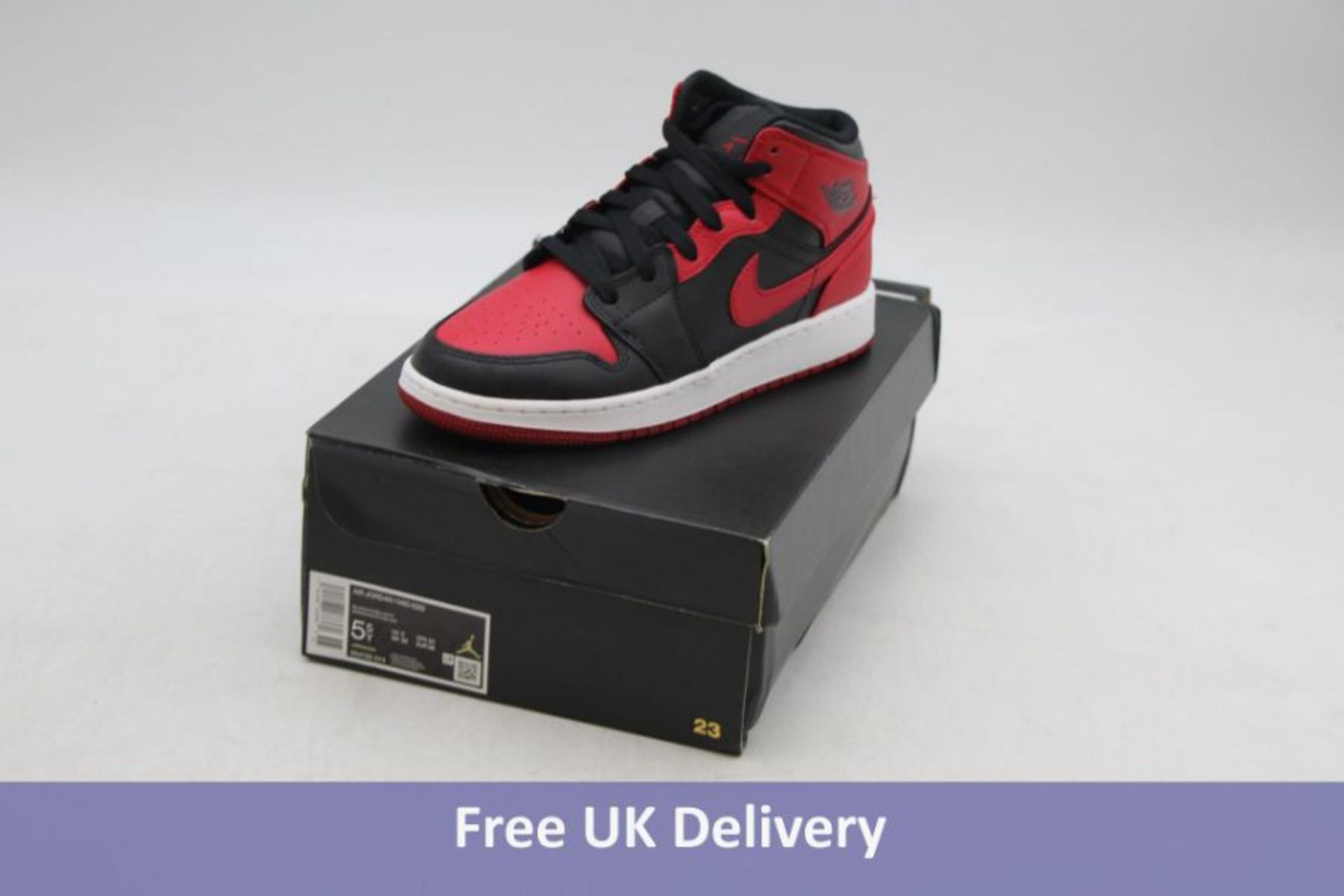 Nike Boys Air Jordan 1 Mid, Black/Gym Red/White, UK 5