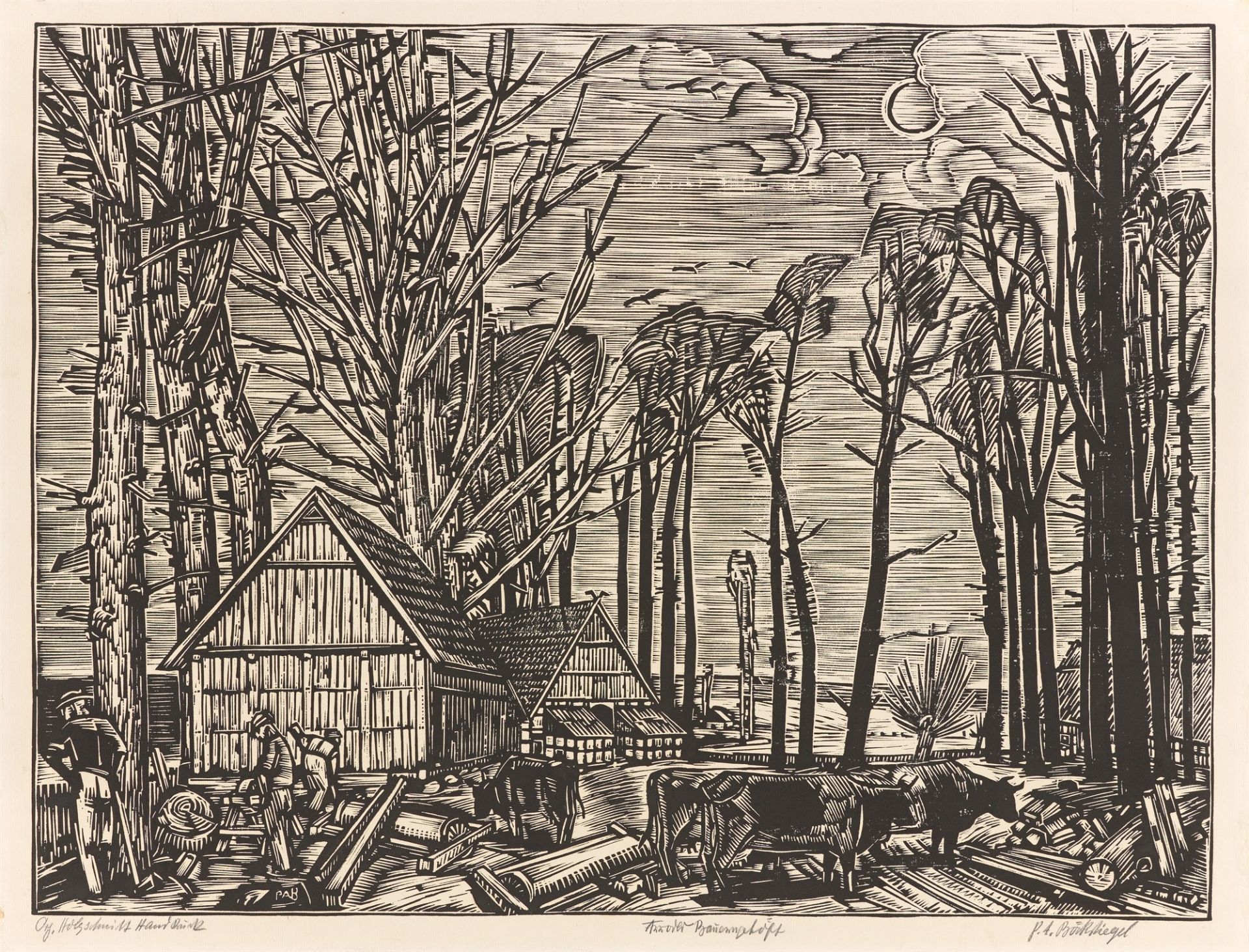 Peter August Böckstiegel. „Arroder Bauerngehöfft“ („Bauerngehöft in Westfalen“ (Westfälischer…. 1937