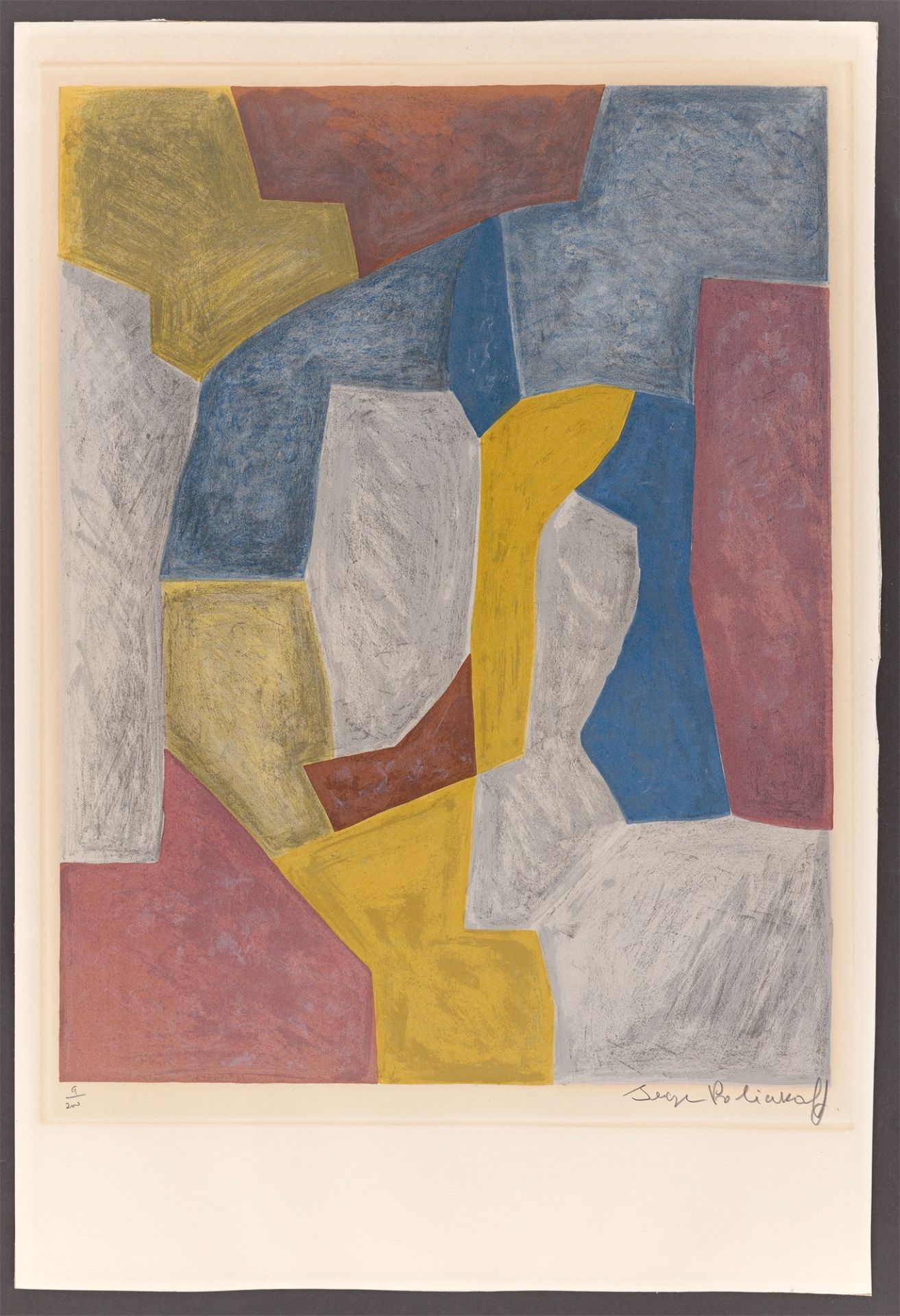 Serge Poliakoff. „Komposition in Karminrot, Gelb, Grau und Blau“. 1959 - Bild 2 aus 3