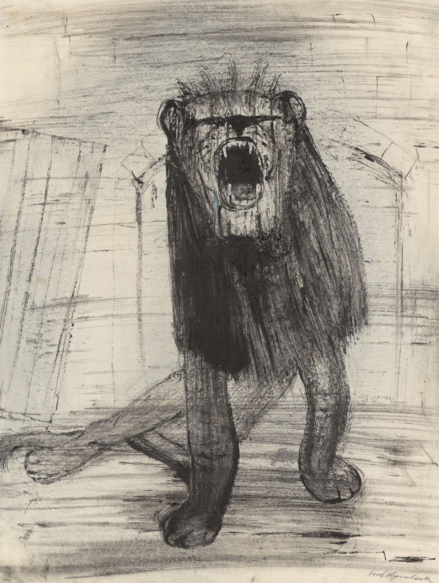 Josef Hegenbarth. „Brüllender Löwe“. 1957