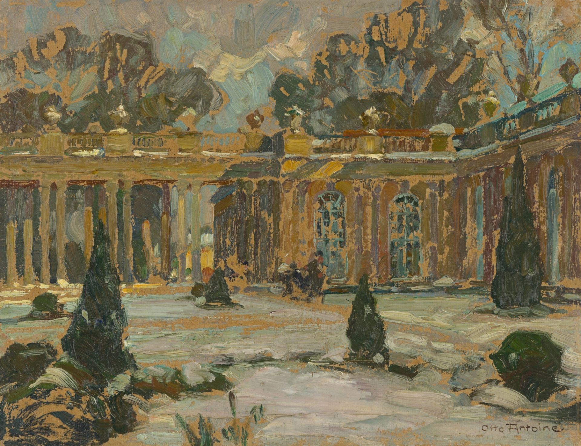 Otto Antoine. Hof von Sanssouci im Schnee.