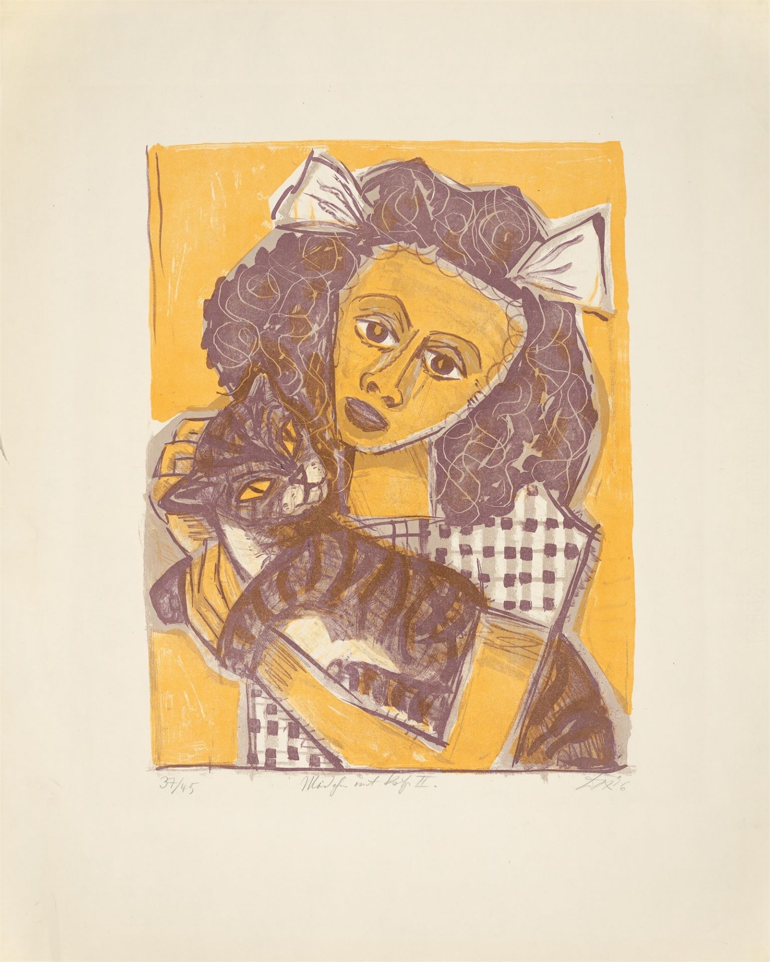 Otto Dix. „Mädchen mit Katze II“. 1956