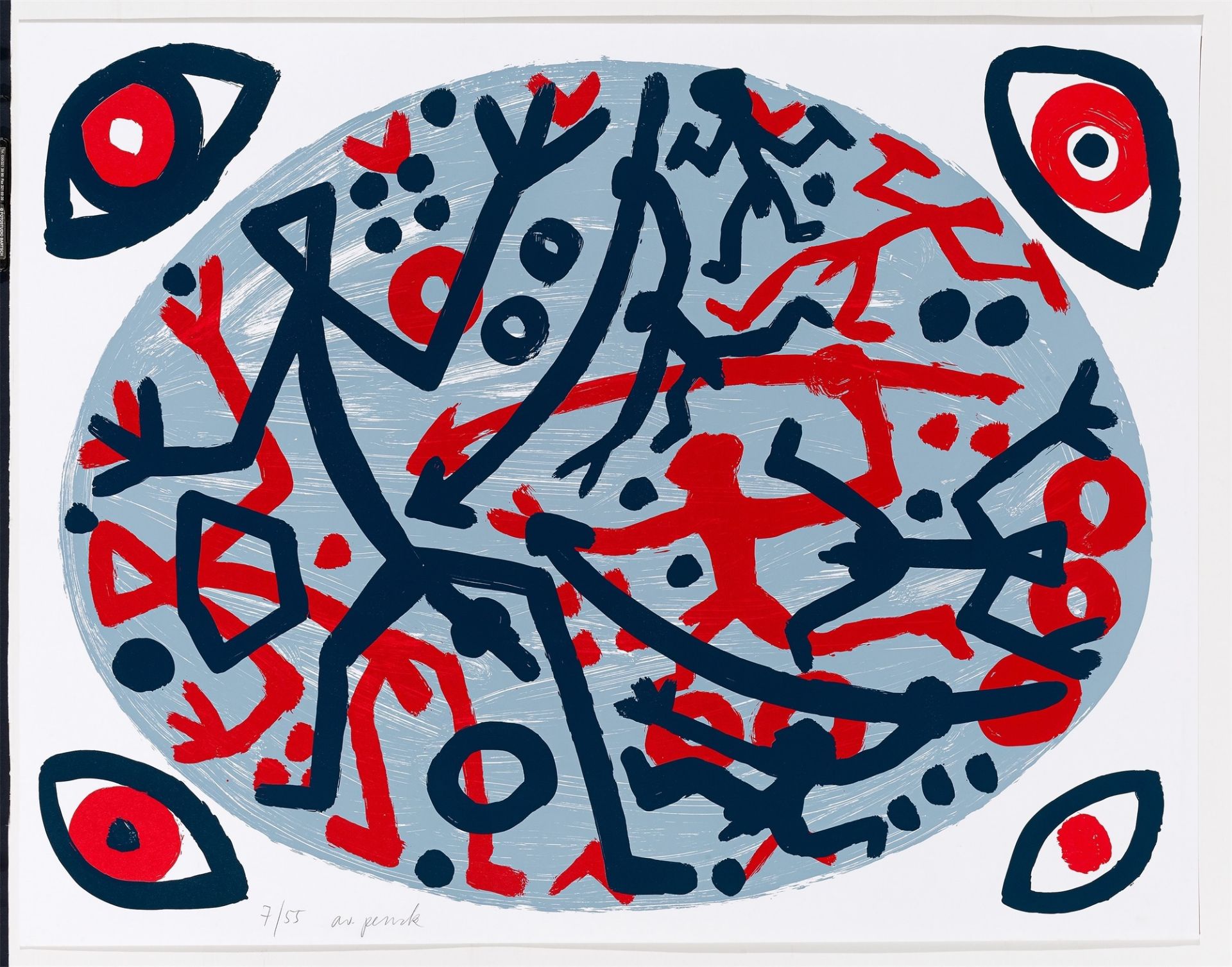 A.R. Penck. Augen und Jäger / Schwarzes Pferd. 1990 - Bild 2 aus 5