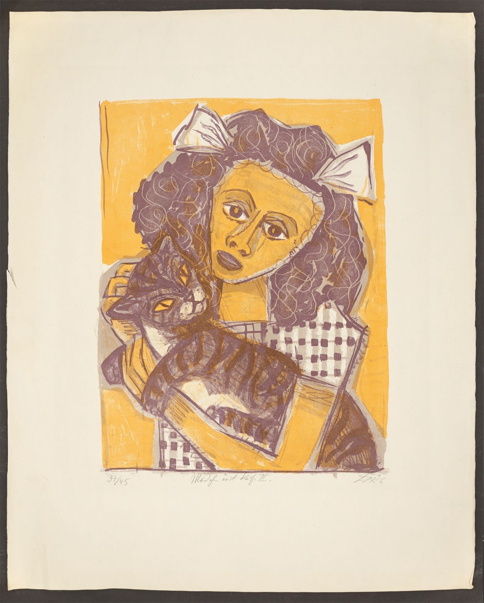 Otto Dix. „Mädchen mit Katze II“. 1956 - Bild 2 aus 3