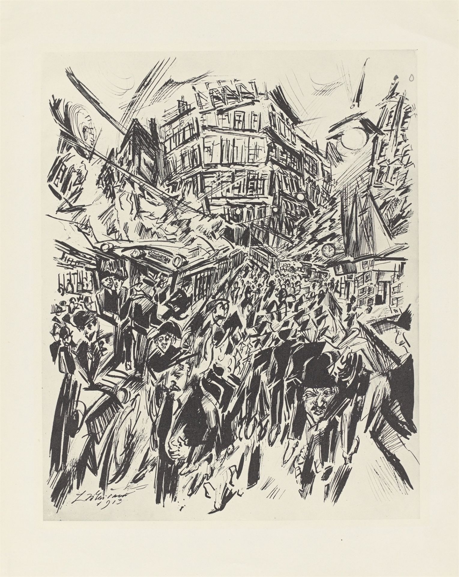 Ludwig Meidner. „Straßen und Cafés“. 1913/18 - Bild 4 aus 9