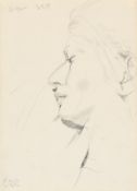 Johannes Grützke. Portrait of sleeping woman in profile to the left. 1979