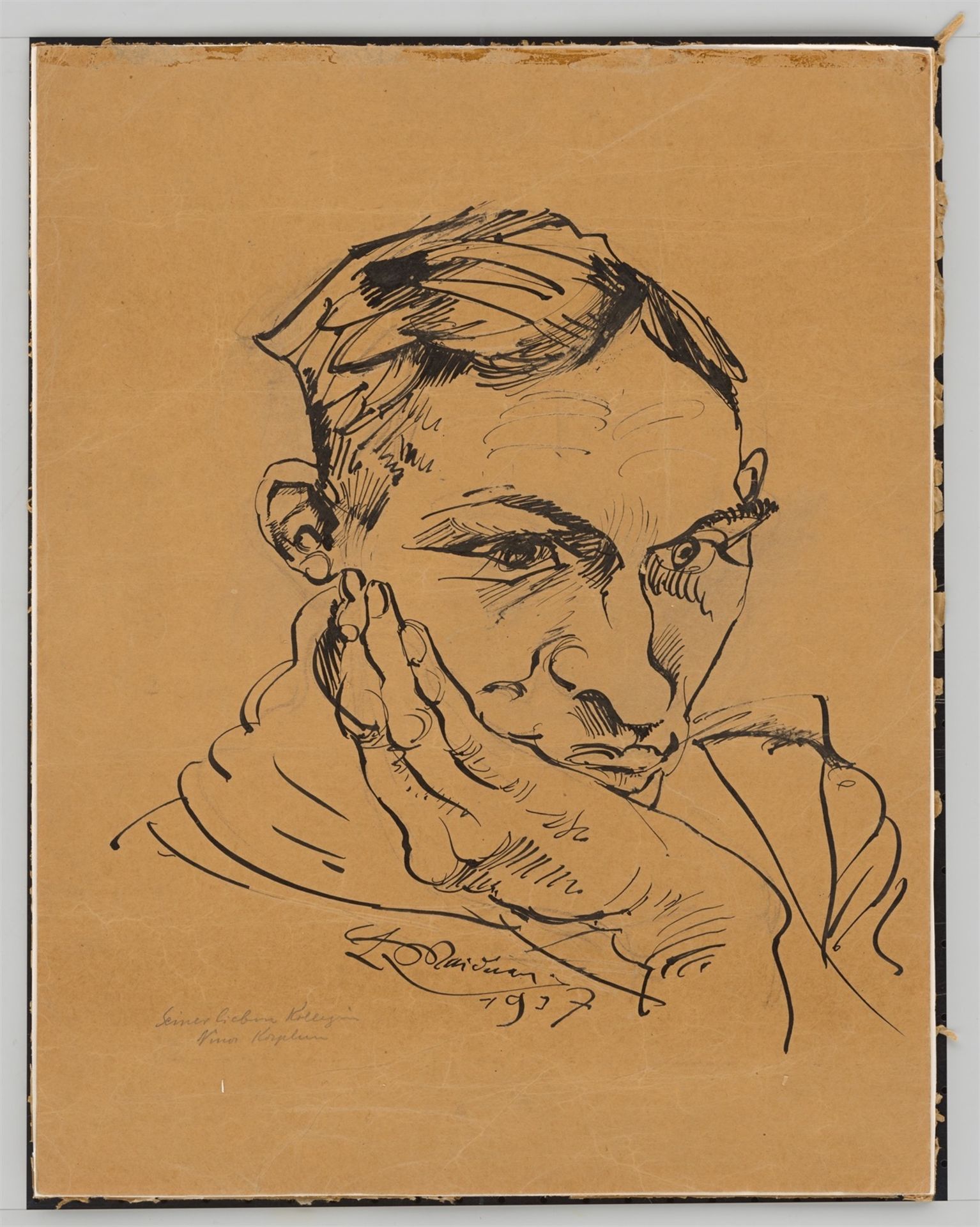 Ludwig Meidner. Porträt eines Mannes, das Kinn auf die Hand gestützt / Porträt eines bärtigen…. 1937 - Bild 2 aus 7