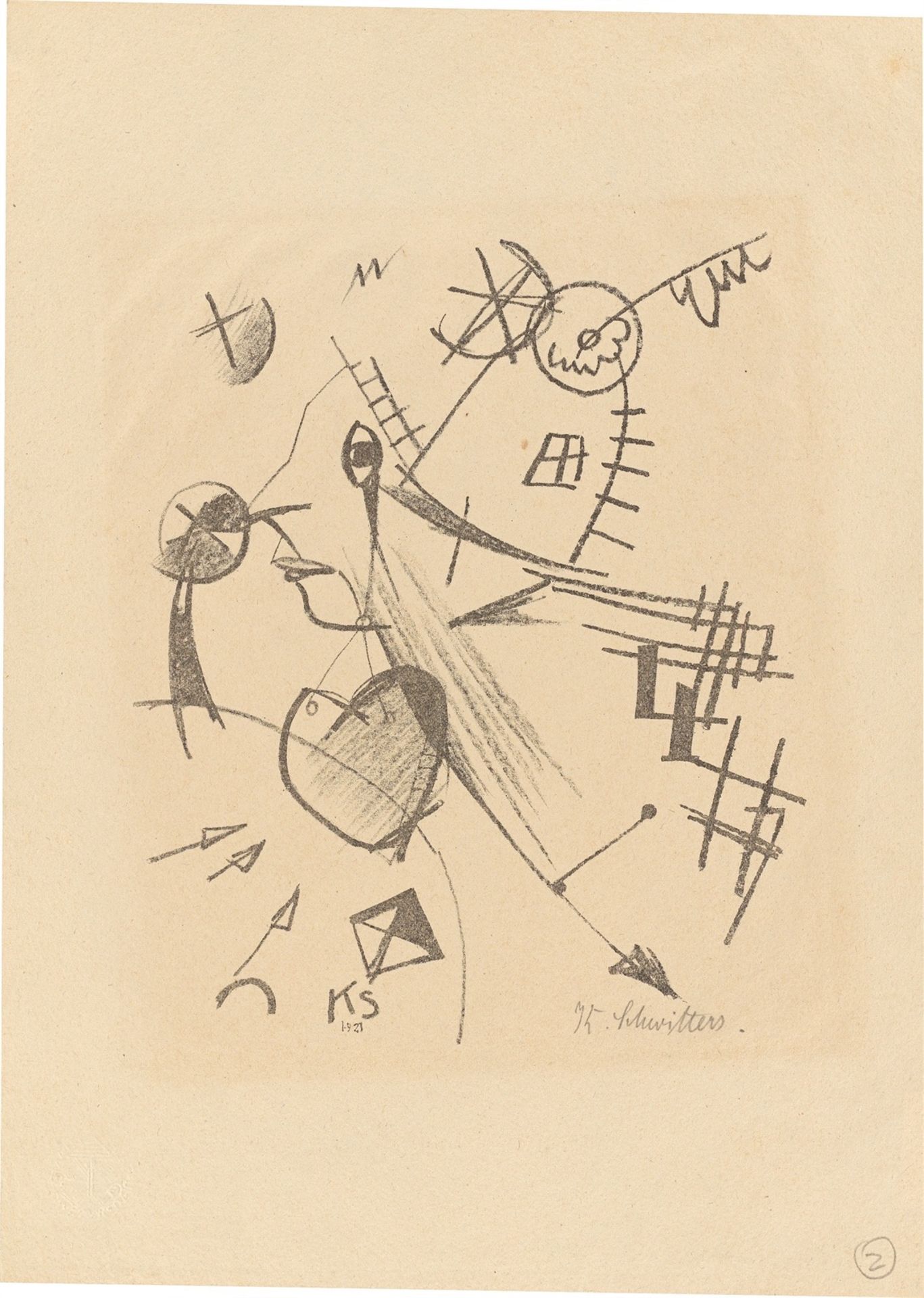 Kurt Schwitters. „Komposition mit Kopf im Linksprofil“. 1921