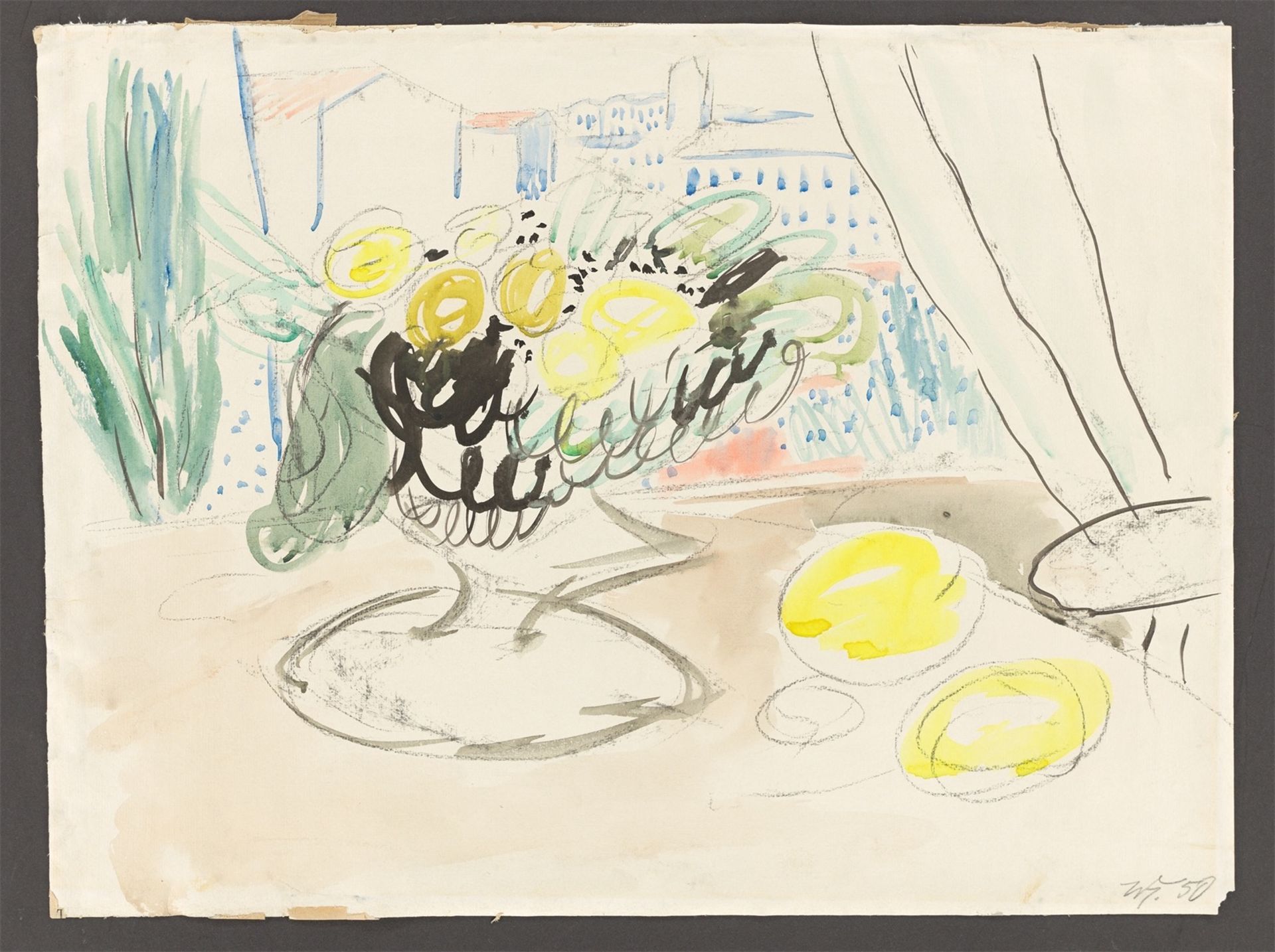 Werner Heldt. „Blumen am Fenster“ („Stilleben am Fenster VII“). 1950 - Bild 2 aus 4